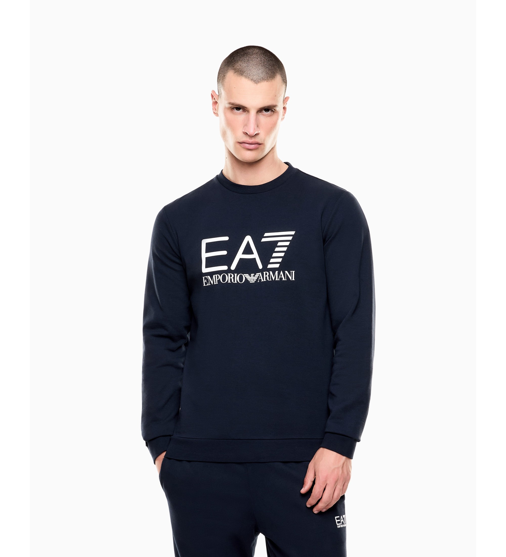 EA7 für Herren. 7M002278_AF22266 Core Identity Sweatshirt blau (M), Lässig, Baumwolle, Langarm