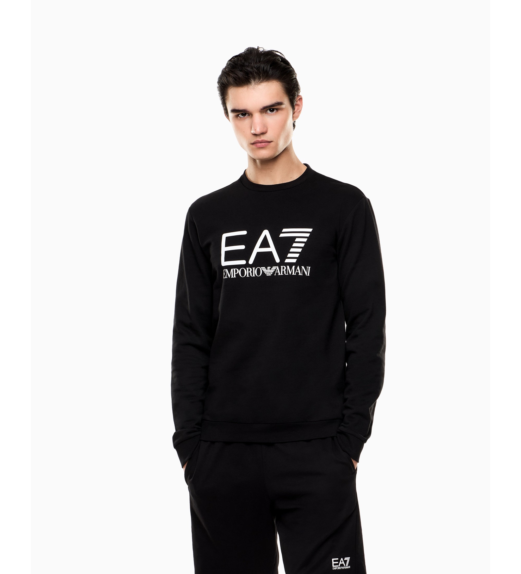 EA7 für Herren. 7M002278_AF22266 Core Identity Sweatshirt schwarz (L), Lässig, Baumwolle, Kurzarm