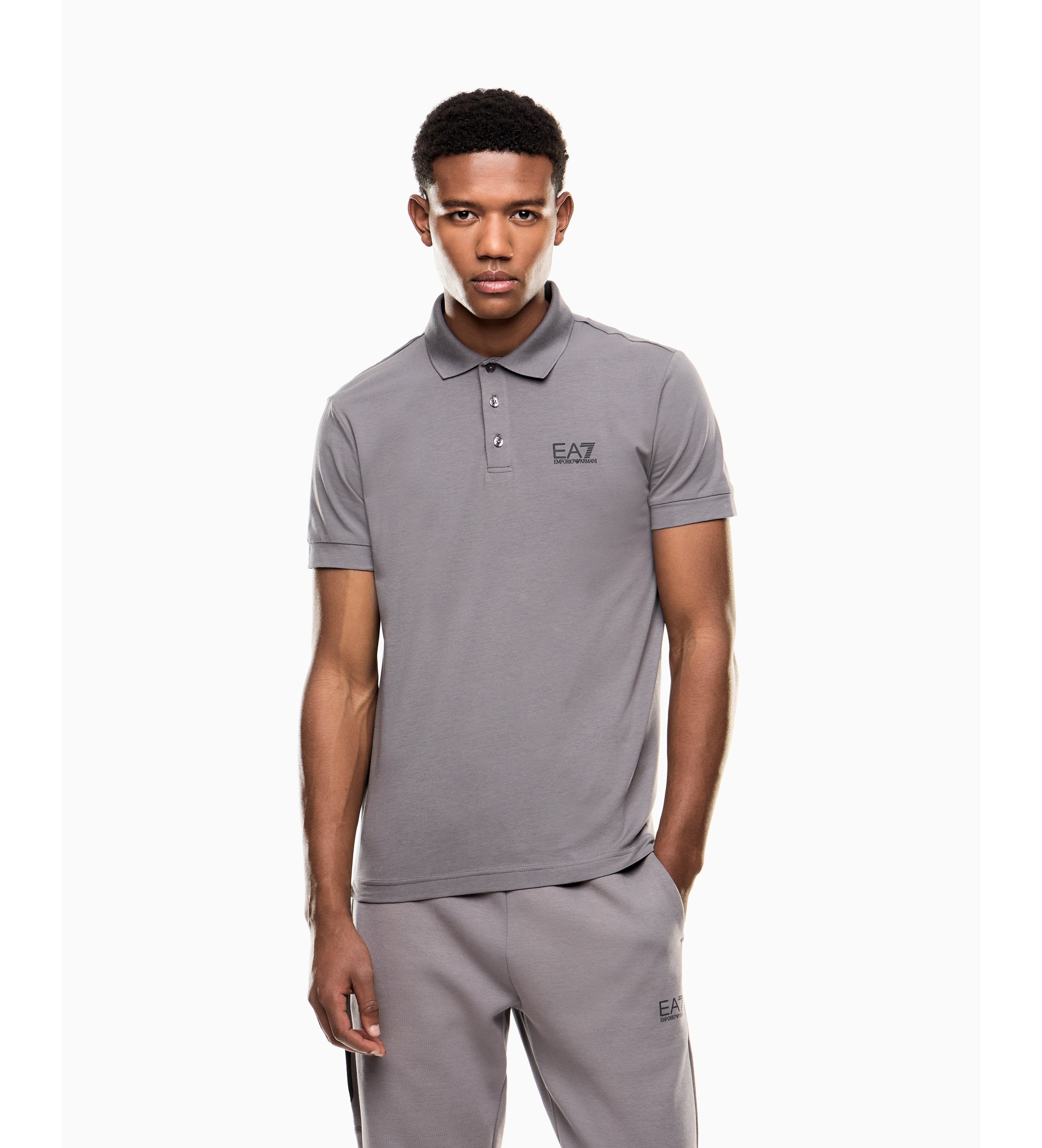 EA7 für Herren. 8NPF14_PJVQZ Core Identity Poloshirt grau (S), Lässig, Baumwolle, Kurzarm