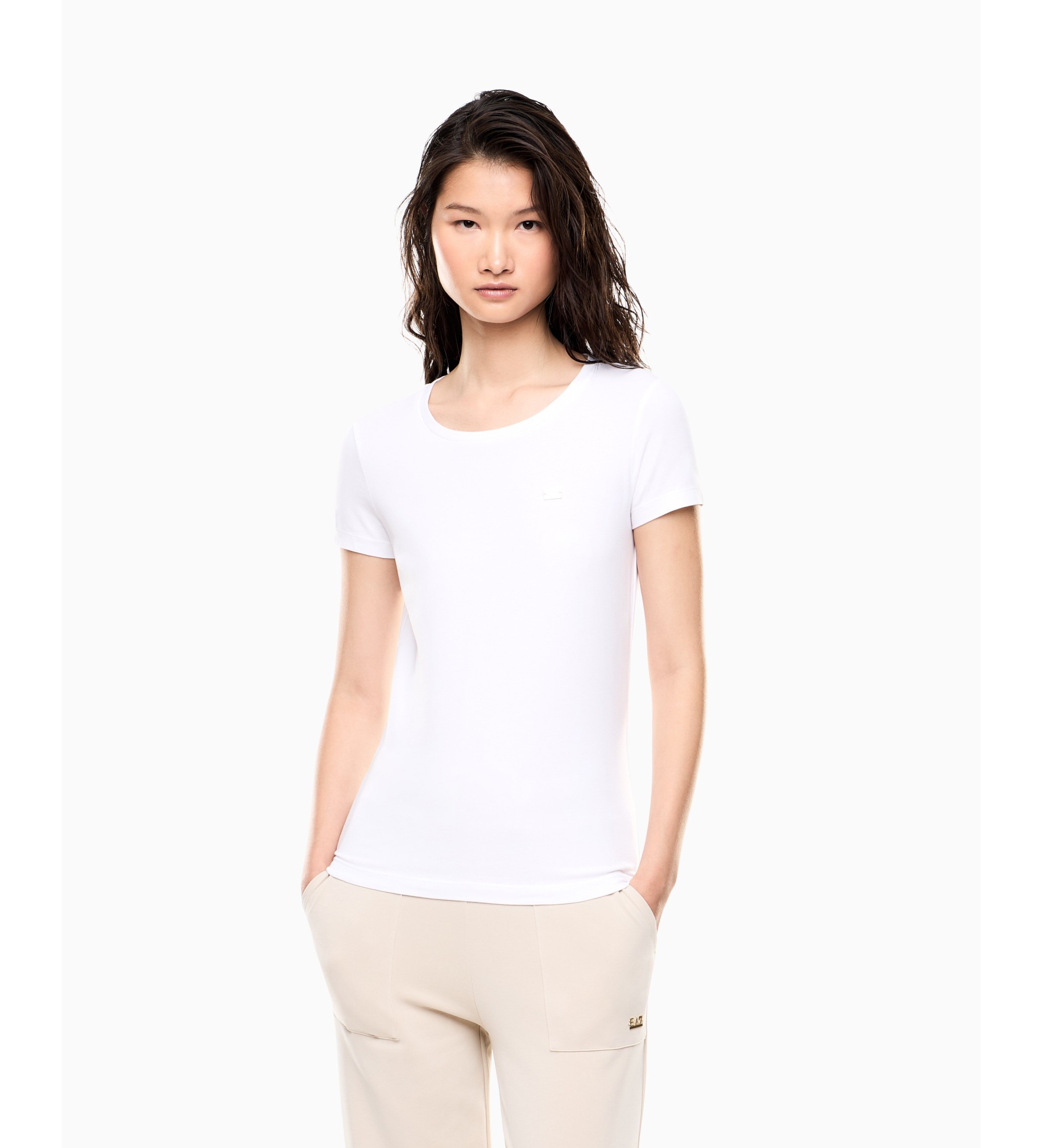 EA7 für Damen. 7W001045_AF10373 Core T-Shirt weiß (XS), Lässig, Baumwolle, Kurzarm