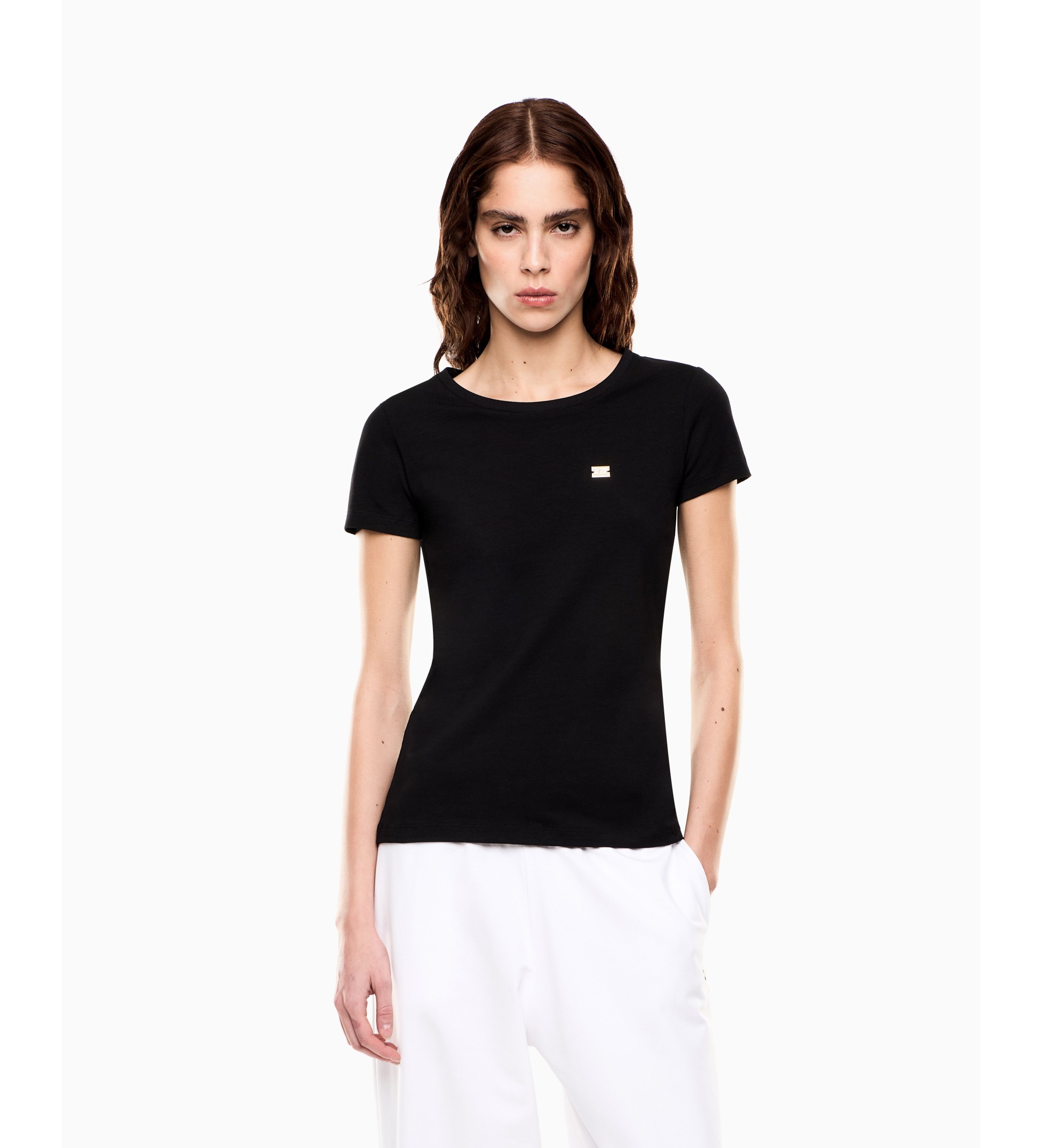 EA7 für Damen. 7W001045_AF10373 Core-T-Shirt schwarz (M), Lässig, Baumwolle, Kurzarm