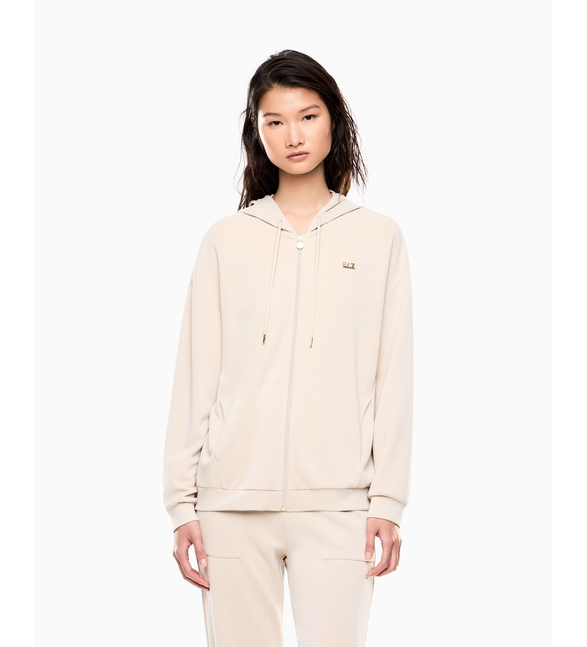 EA7 für Damen. 7W000192_AF12643 Core Lady Relax beige Sweatshirt (L), Lässig, Lyocell