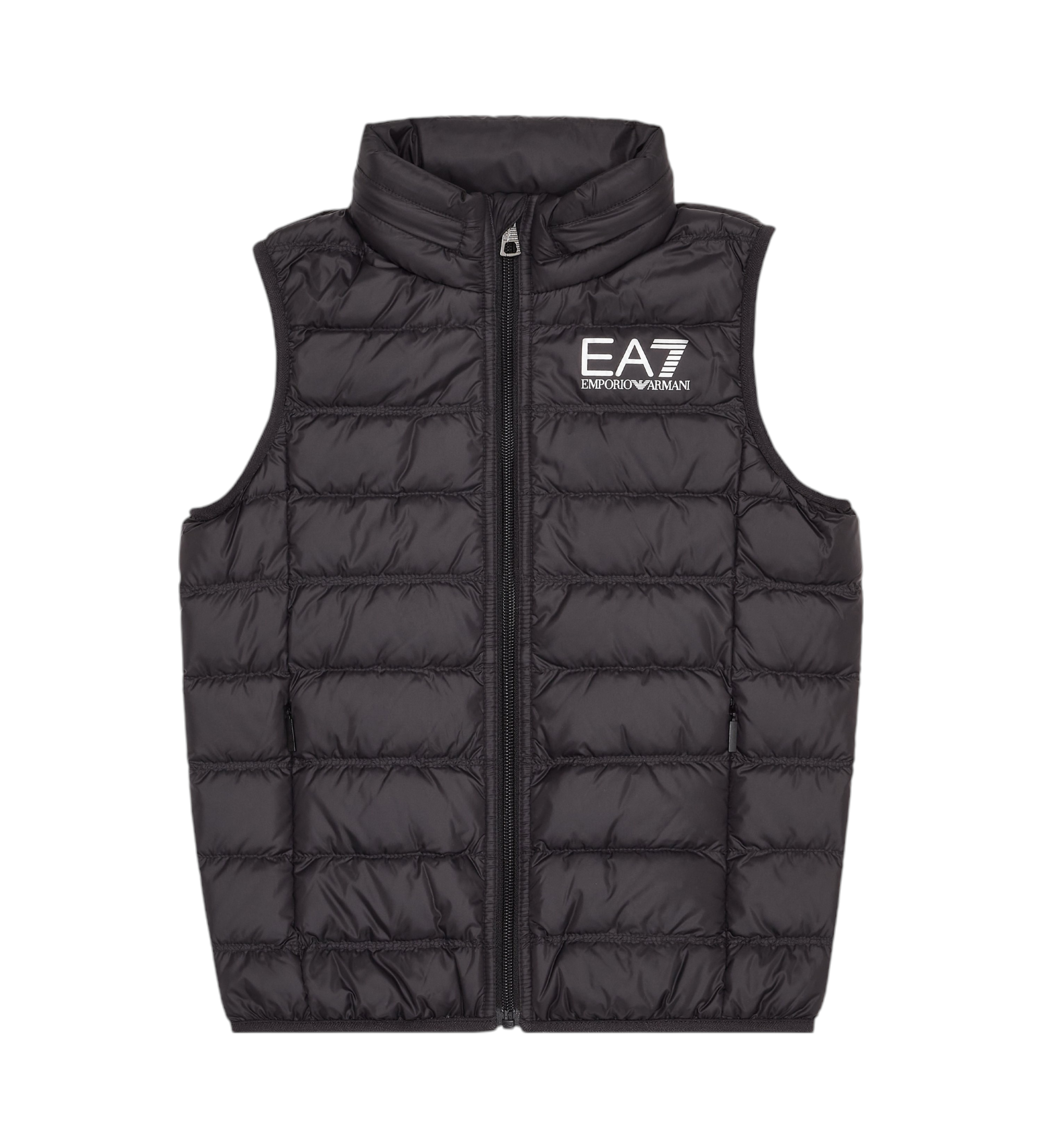 EA7 für Jungen. 7B000034_AF12477 Core Identity Boy schwarz Daunen faltbar gesteppte Daunenweste (6Años= 118cm), Lässig, Polyamid, Kinderbekl