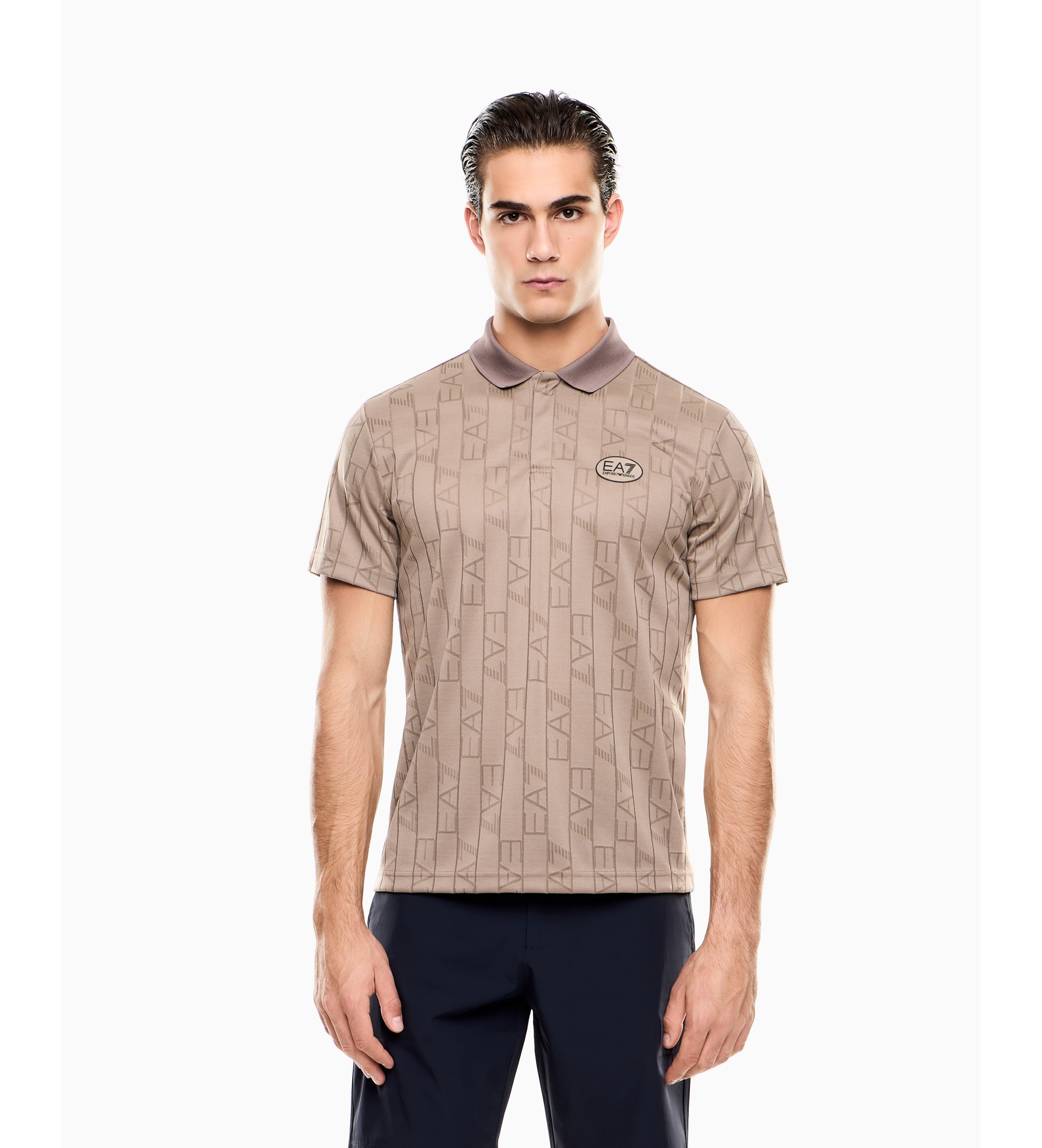 EA7 für Herren. 7M001287_AF22277 Polo Golf Pro taupe (M), Sportlich, Tennis/Padel, Polyester, Kurzarm