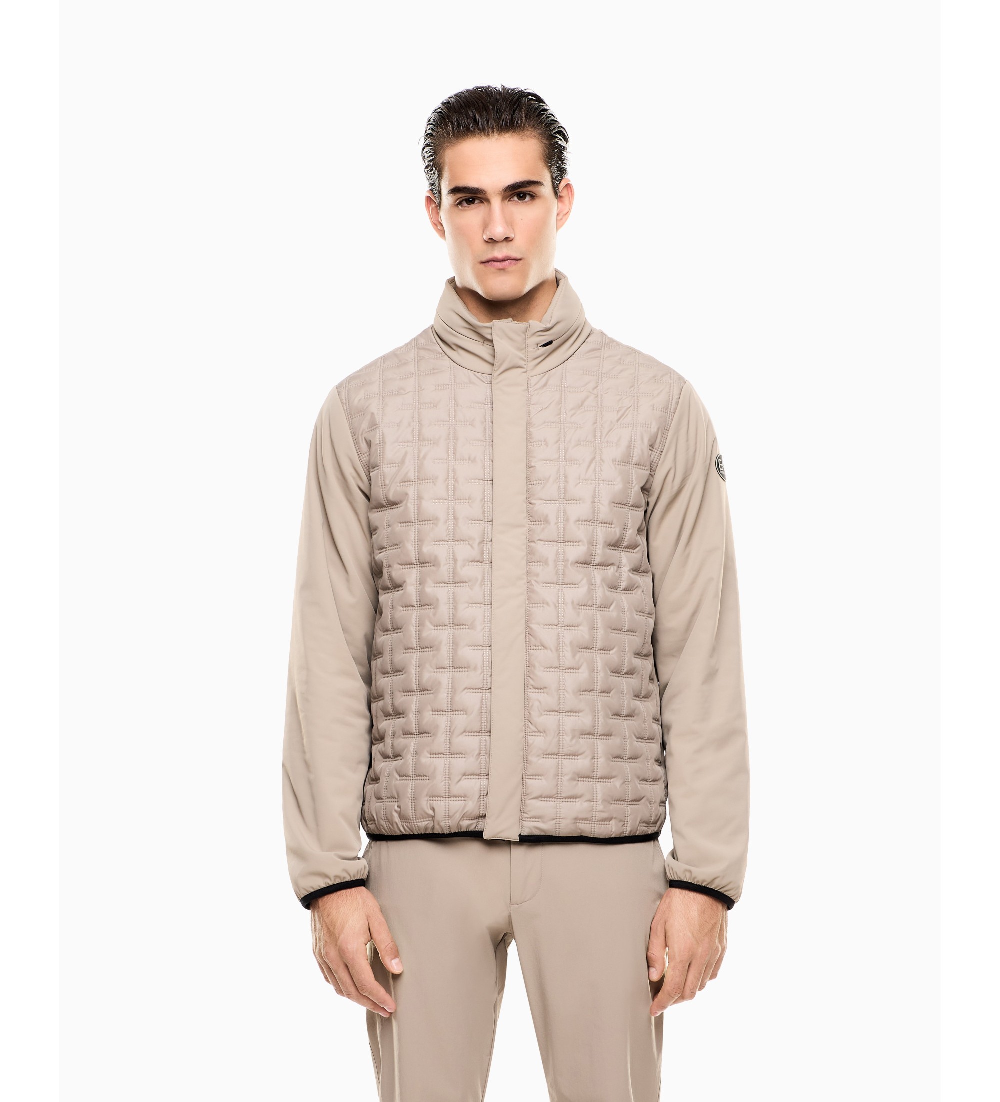 EA7 für Herren. 7M001295_AF21441 Golf Pro Jacke Beige (L), Schwarz, Lässig, Sportlich, Sportbekleidung, Polyester