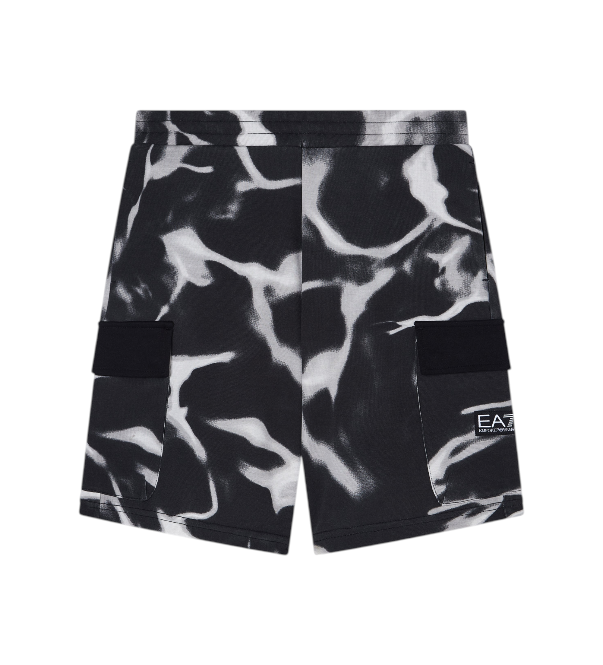 EA7 für Jungen. 7B000285_AF12660 Grafik-Bermudashorts schwarz (8Años= 130cm), Lässig, Baumwolle, Kinderbekleidung