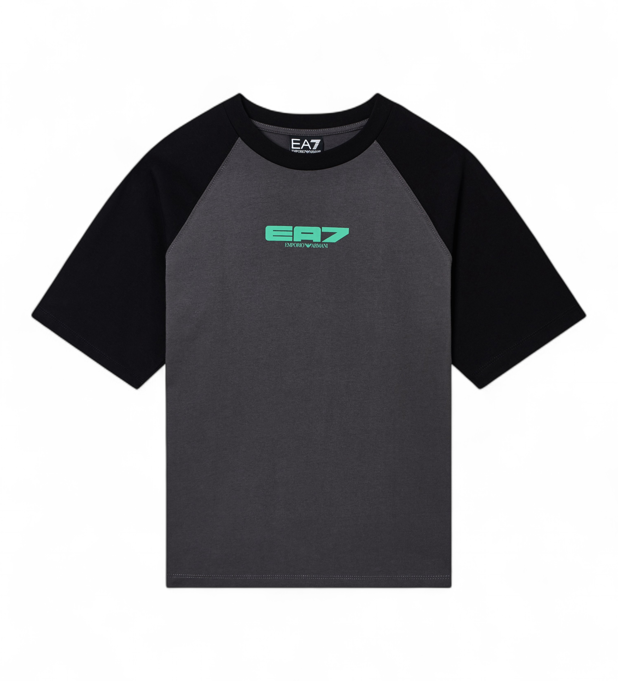 EA7 für Jungen. 7B000287_AF13244 Graphic Series Jungen-T-Shirt grau (8Años= 130cm), Schwarz, Sportlich, Baumwolle, Kurzarm, Kinderbekleidung