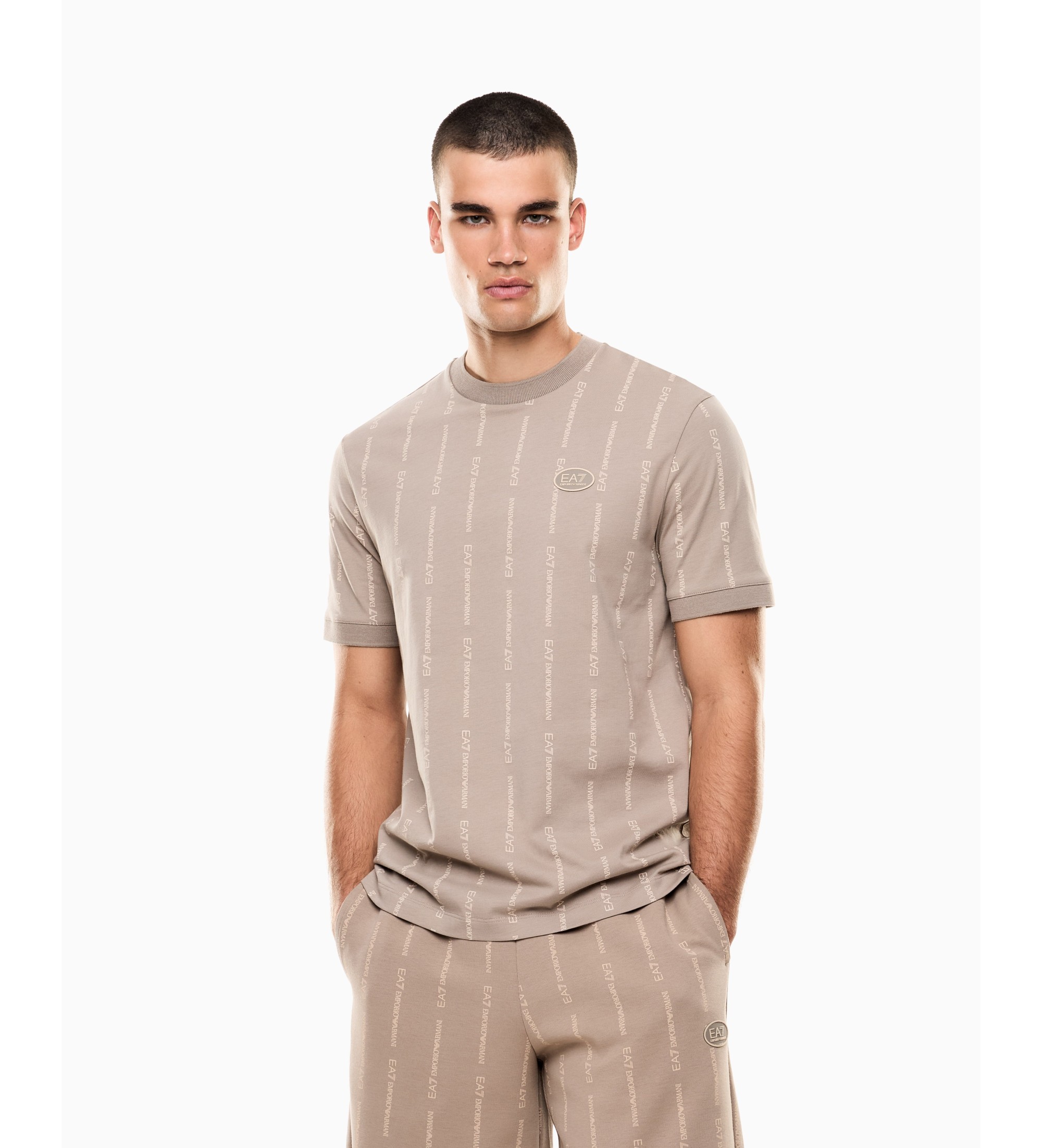 EA7 für Herren. 7M001391_AF12874 Graphic Series T-Shirt beige (S), Lässig, Baumwolle, Kurzarm