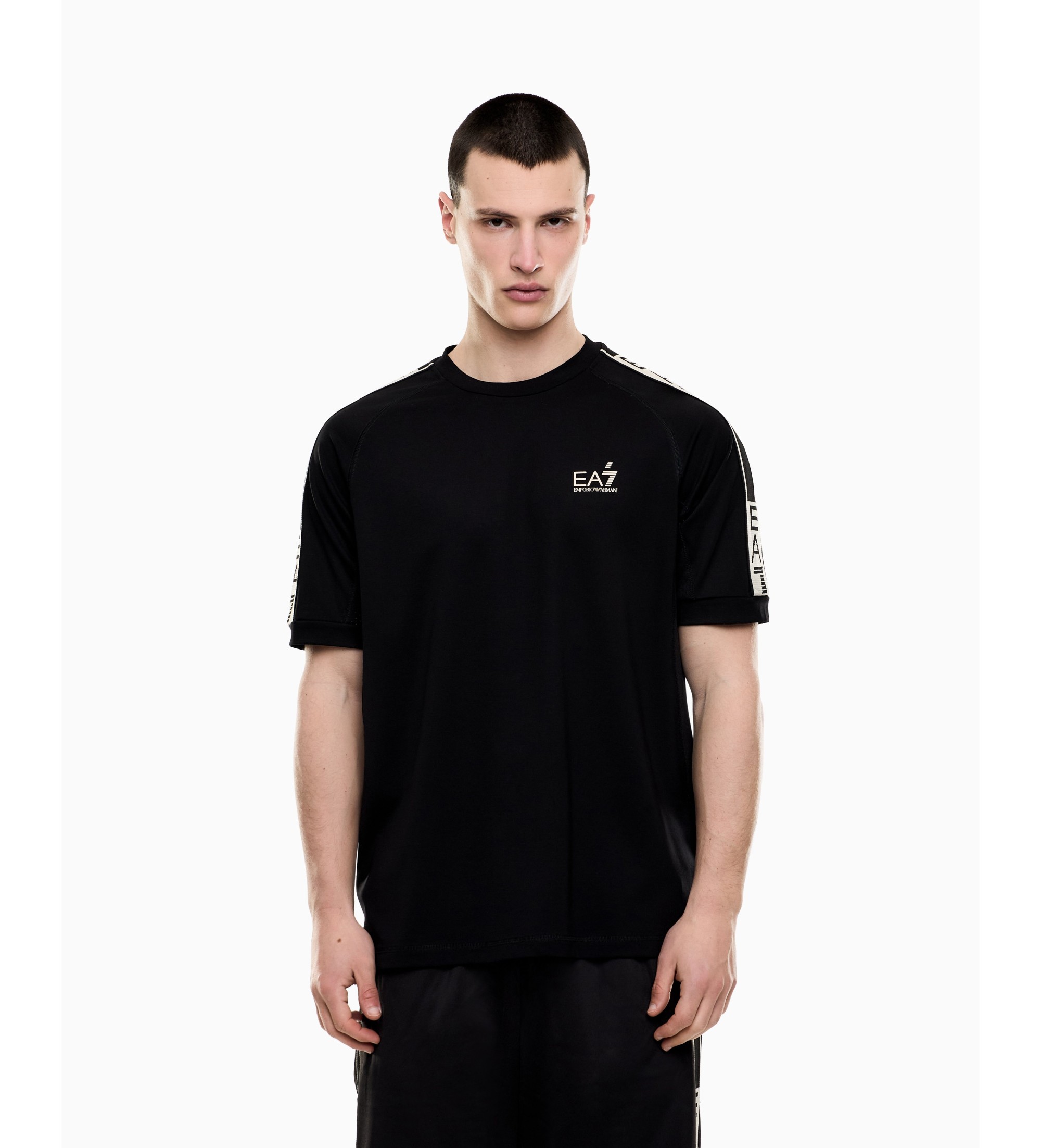 EA7 für Herren. 7M001395_AF16724 Graphic Series Modern Fit T-shirt schwarz (S), Lässig, Viskose, Kurzarm
