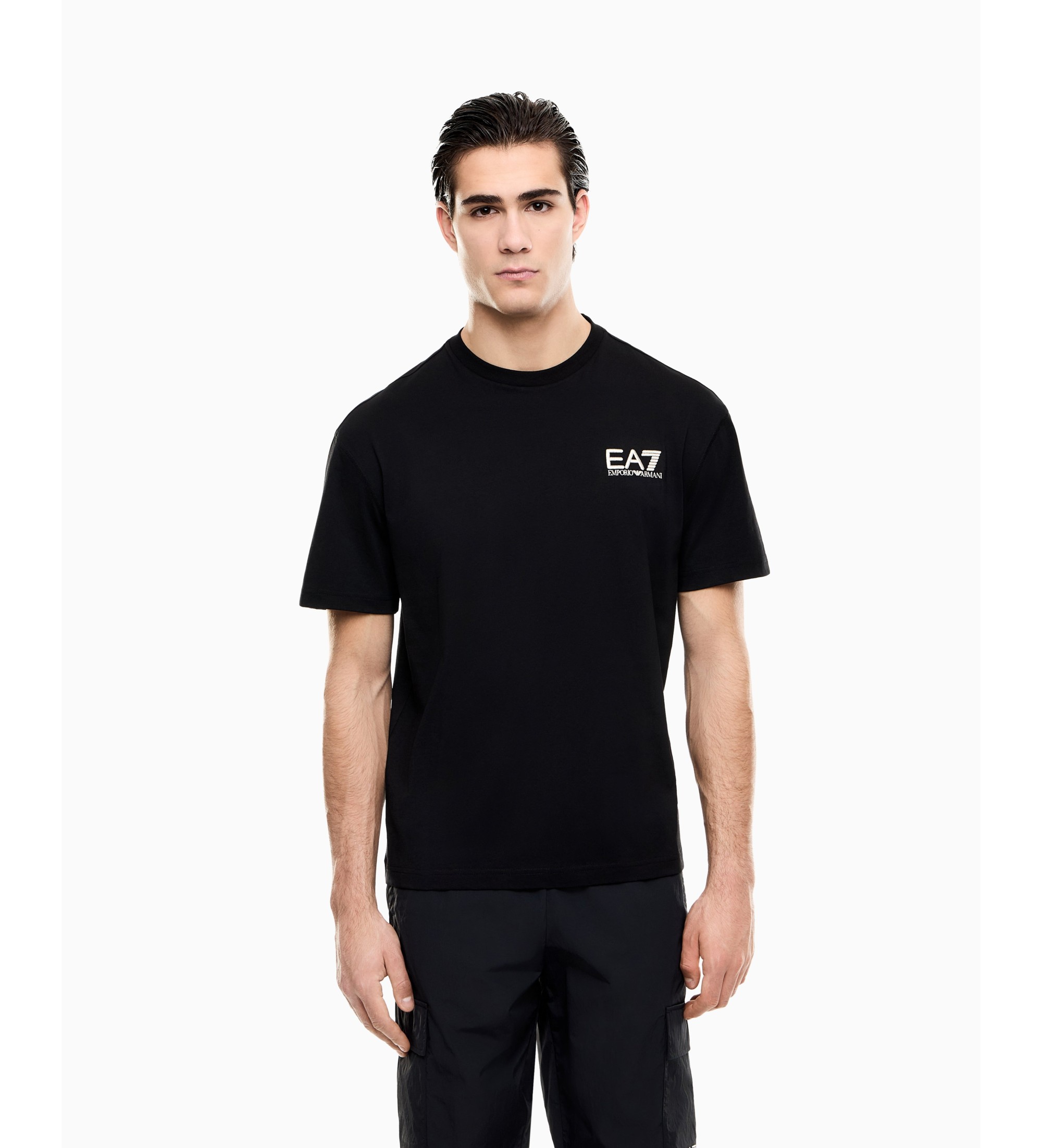 EA7 für Herren. 7M001402_AF22264 Graphic Series T-shirt schwarz (L), Lässig, Baumwolle, Kurzarm