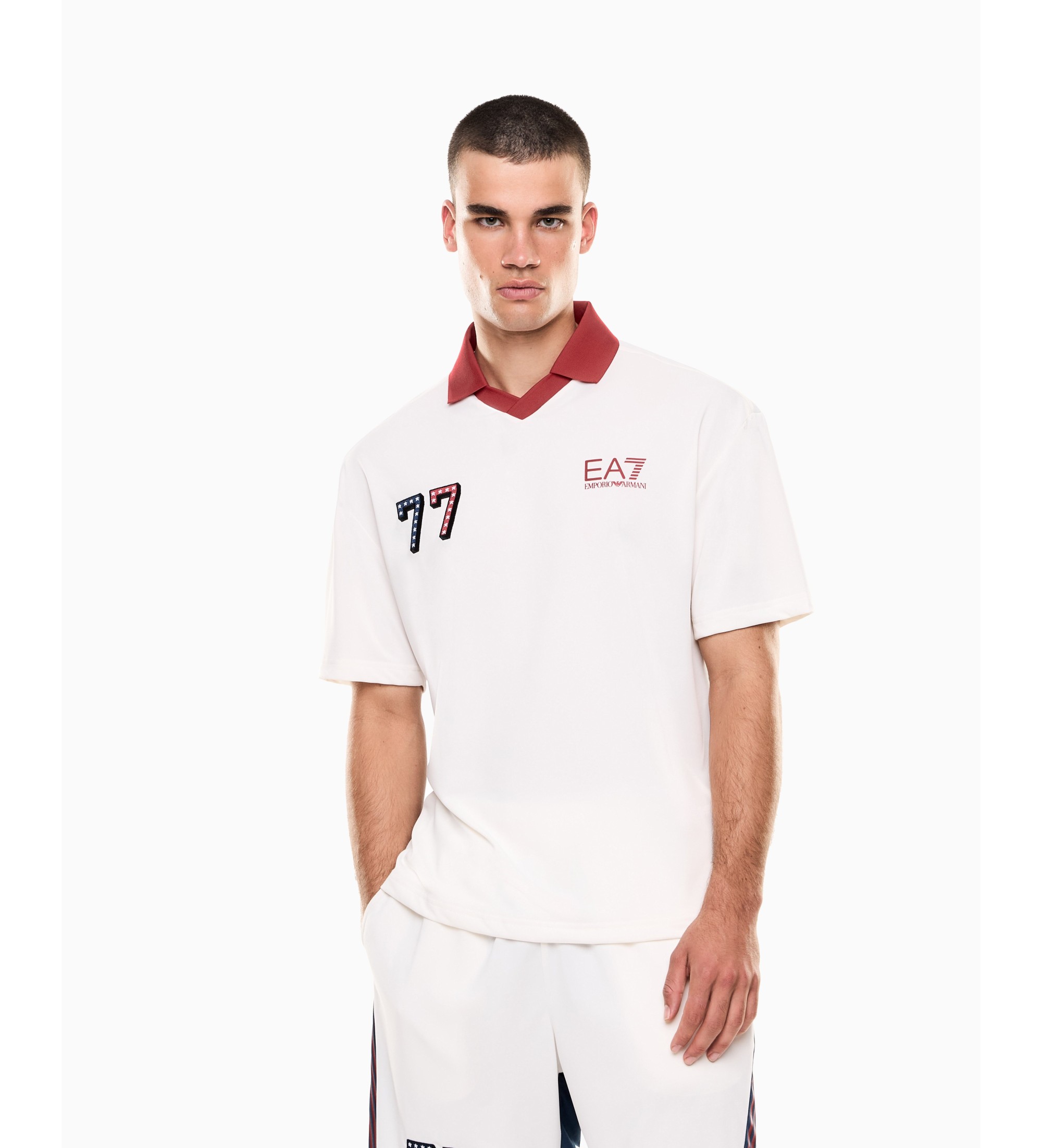 EA7 für Herren. 7M001416_AF13537 Polo Grafik Serie weiß (L), Lässig, Sportlich, Polyester, Kurzarm