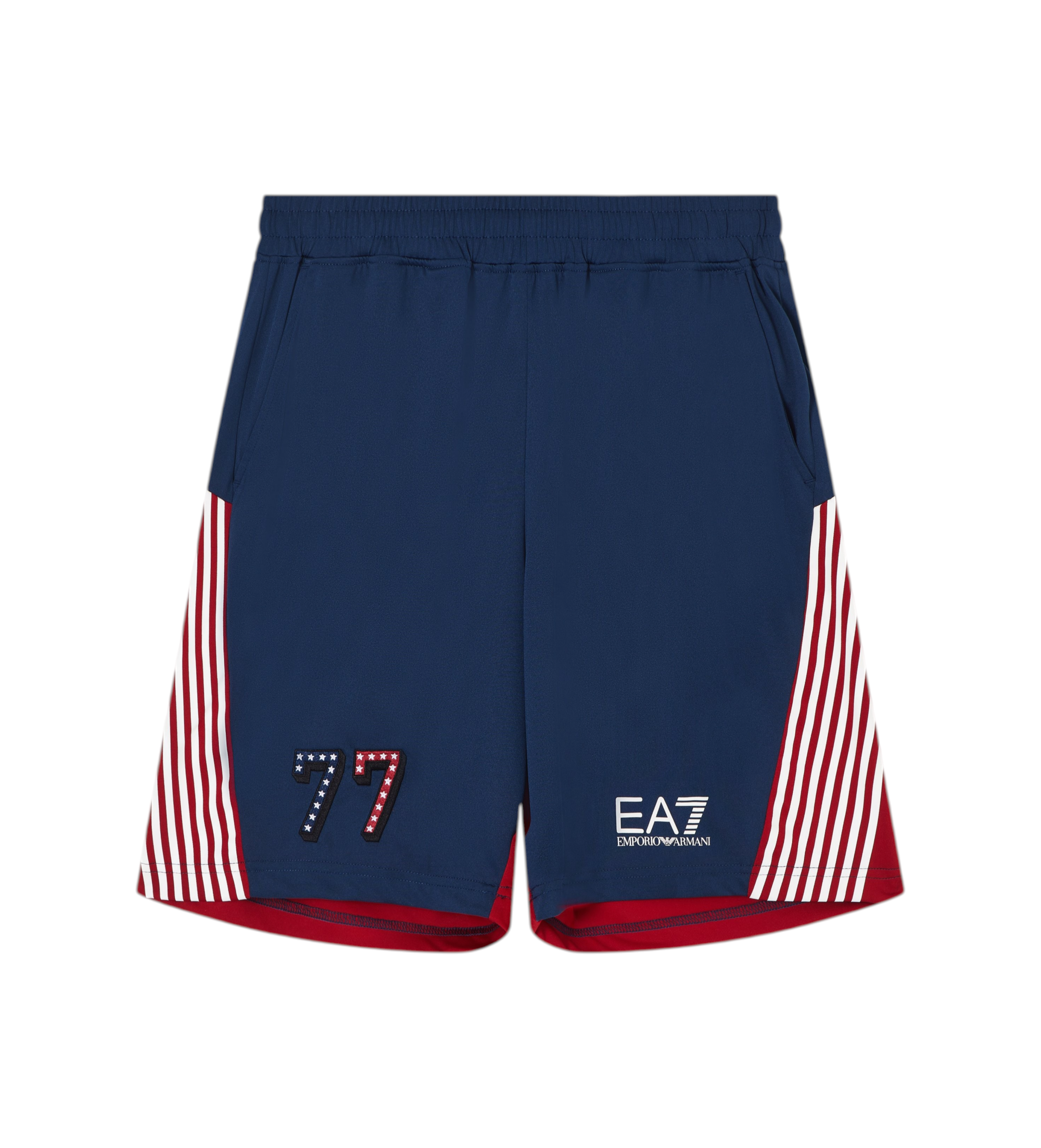 EA7 für Herren. 7M001418_AF13537 Grafische marineblaue Shorts (3XL), Sportlich, Multisport, Polyester
