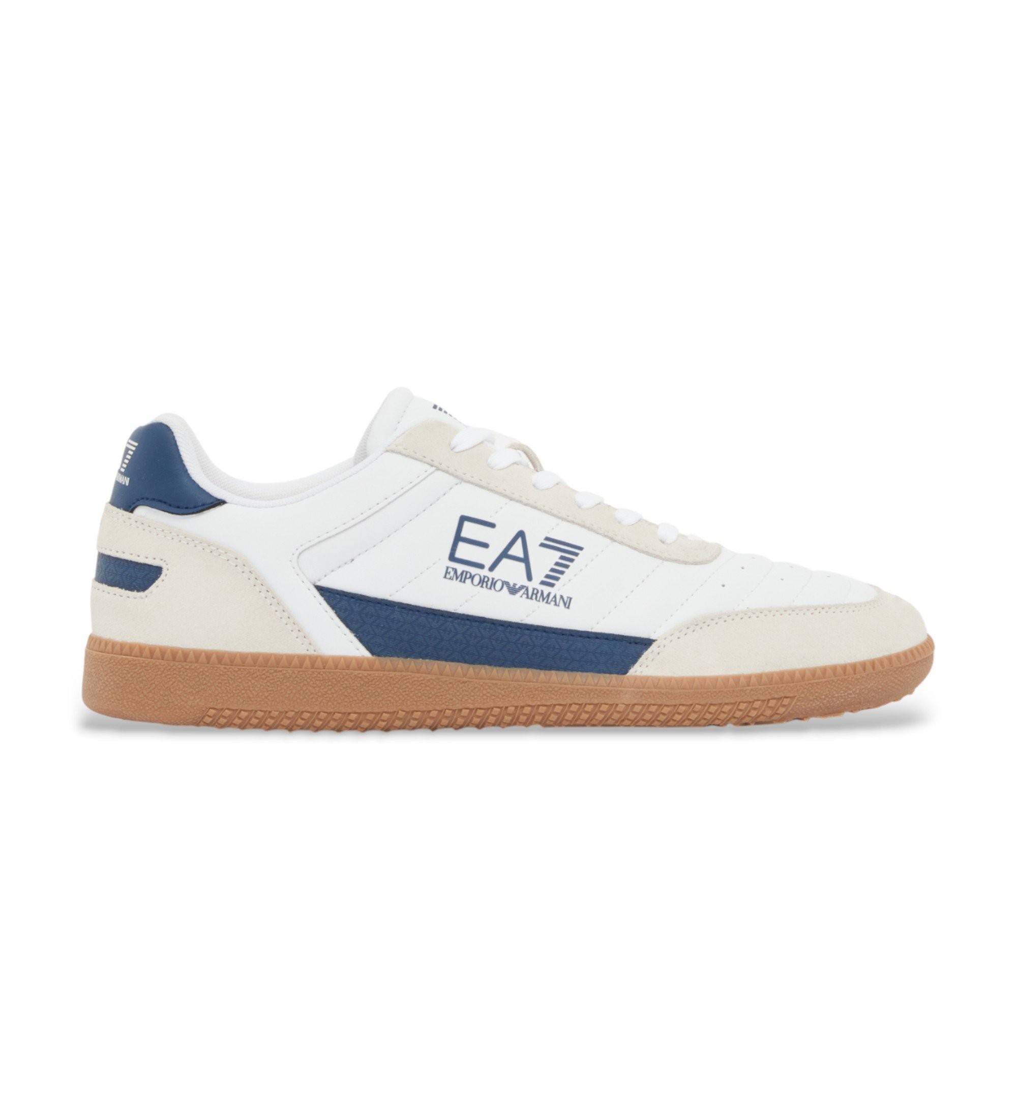 EA7 Unisex. 7X000406_AF19827 Heritage Leder Turnschuhe Weiß (44), Wohnung, 1 bis 3 cm, Schnürsenkel, Lässig, Sportlich