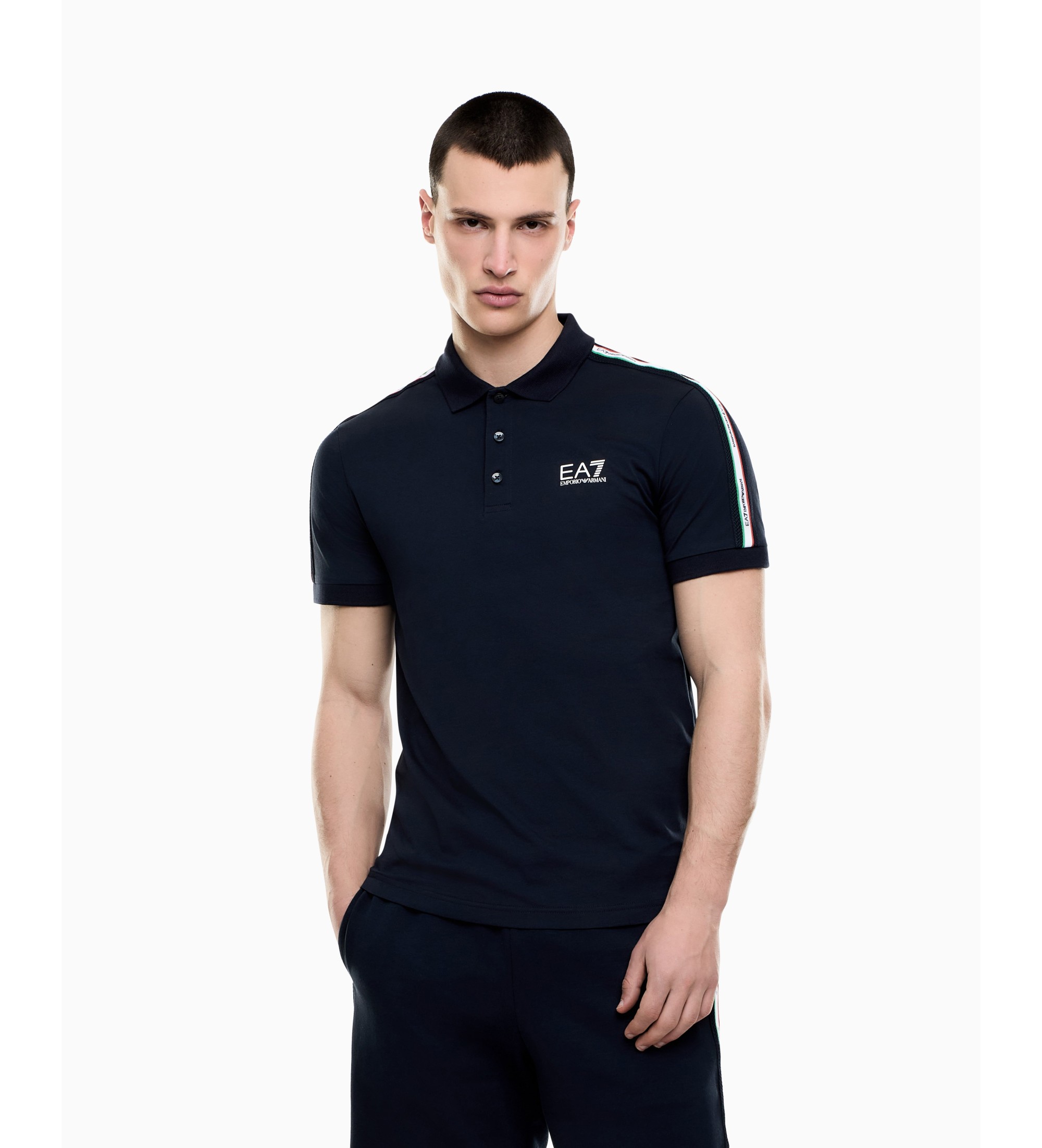 EA7 für Herren. 7M001862_AF12503 Poloshirt aus Baumwollpiqué Italian Spirit marineblau (M), Schwarz, Lässig, Baumwolle, Kurzarm
