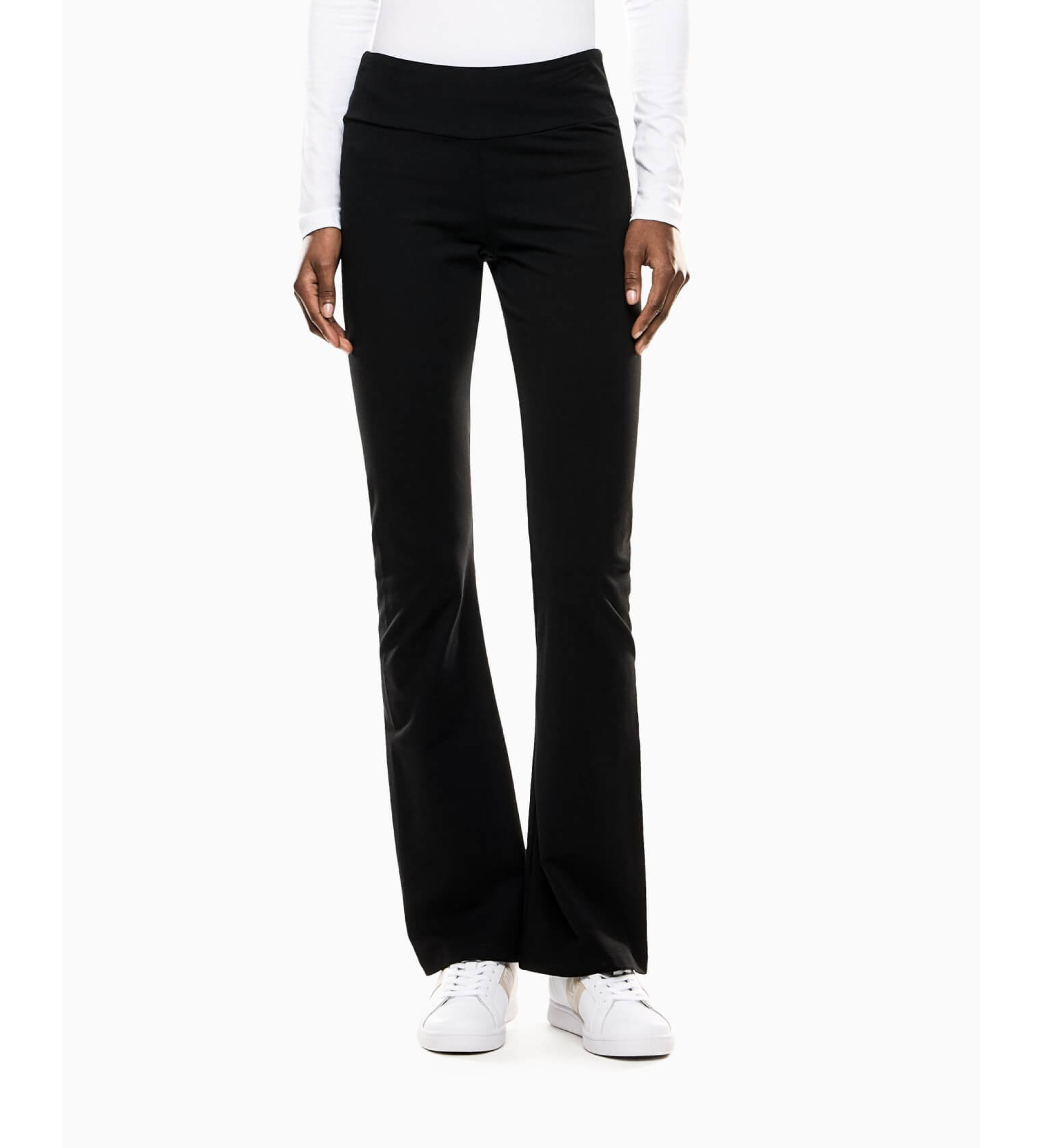 EA7 für Damen. 7W000460_AF12484 Schwarze gestrickte Bootcut-Leggings (L), Lässig, Baumwolle