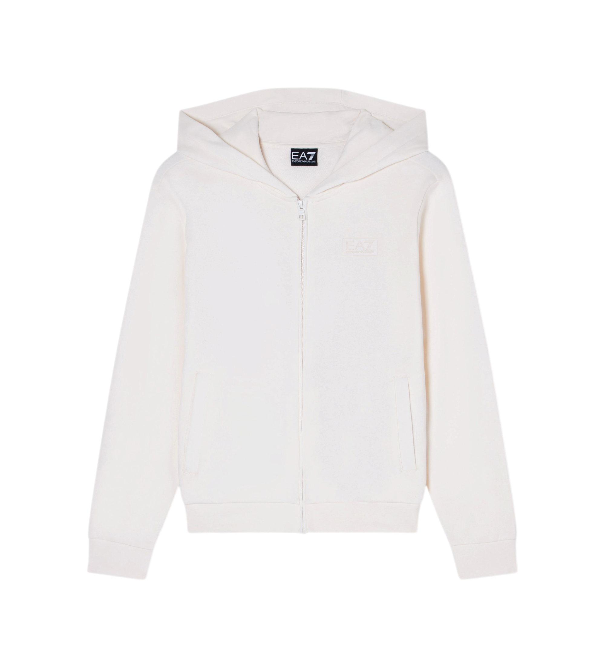 EA7 für Jungen. 7B000258_AF16591 Weißes Logo Series Kapuzensweatshirt (16Años= 168cm), Lässig, Baumwolle, Langarm, Kinderbekleidung