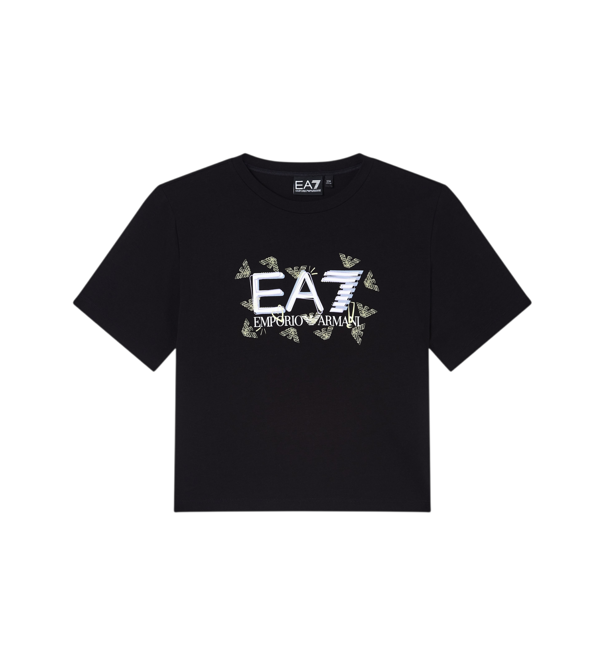 EA7 für Mädchen. 7G000151_AF10373 Logo Series T-shirt schwarz (12Años= 154cm), Lässig, Baumwolle, Kurzarm, Kinderbekleidung