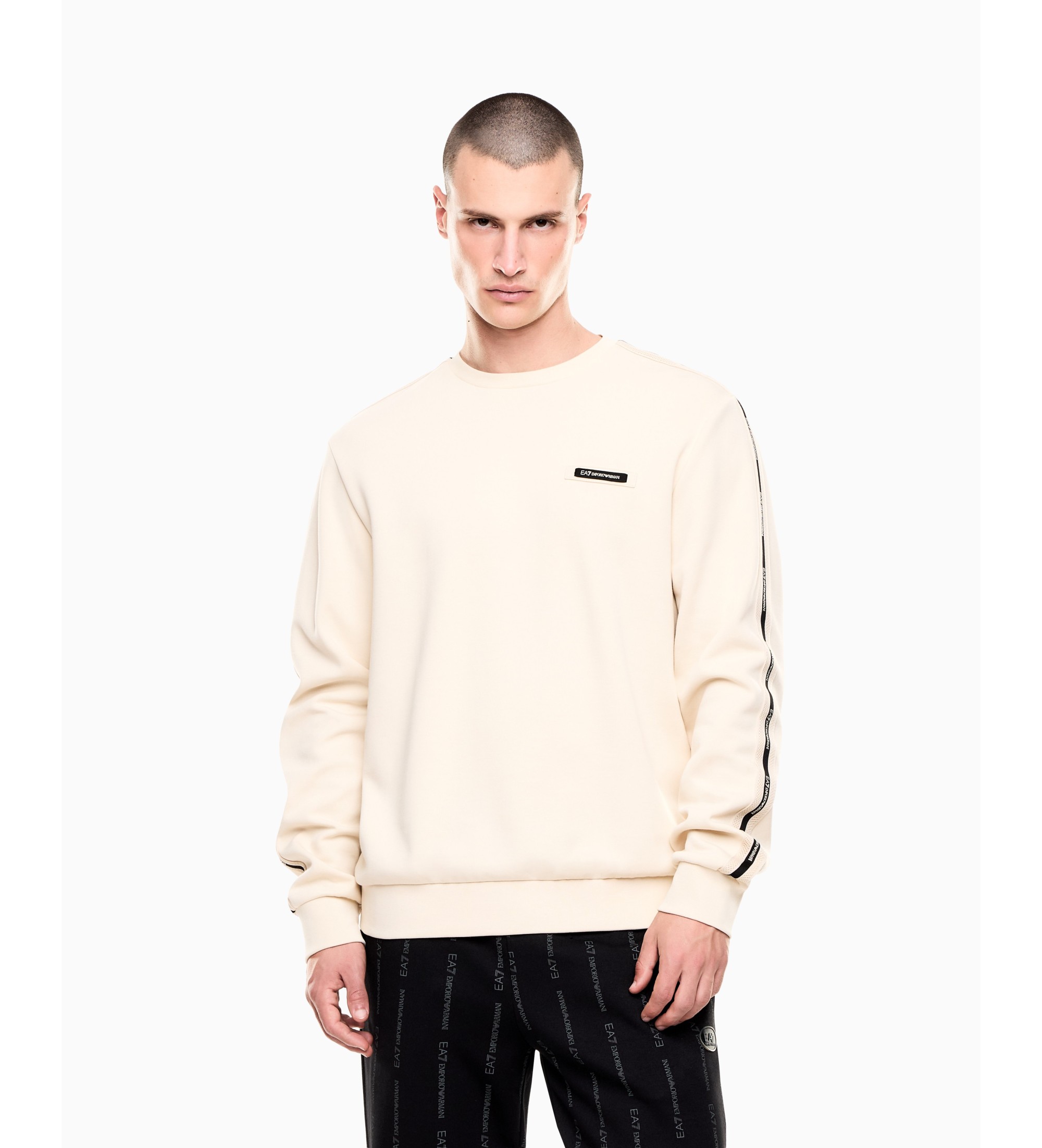 EA7 für Herren. 7M001478_AF12660 Sweatshirt Logo Series Interlock beige (L), Lässig, Baumwolle, Langarm