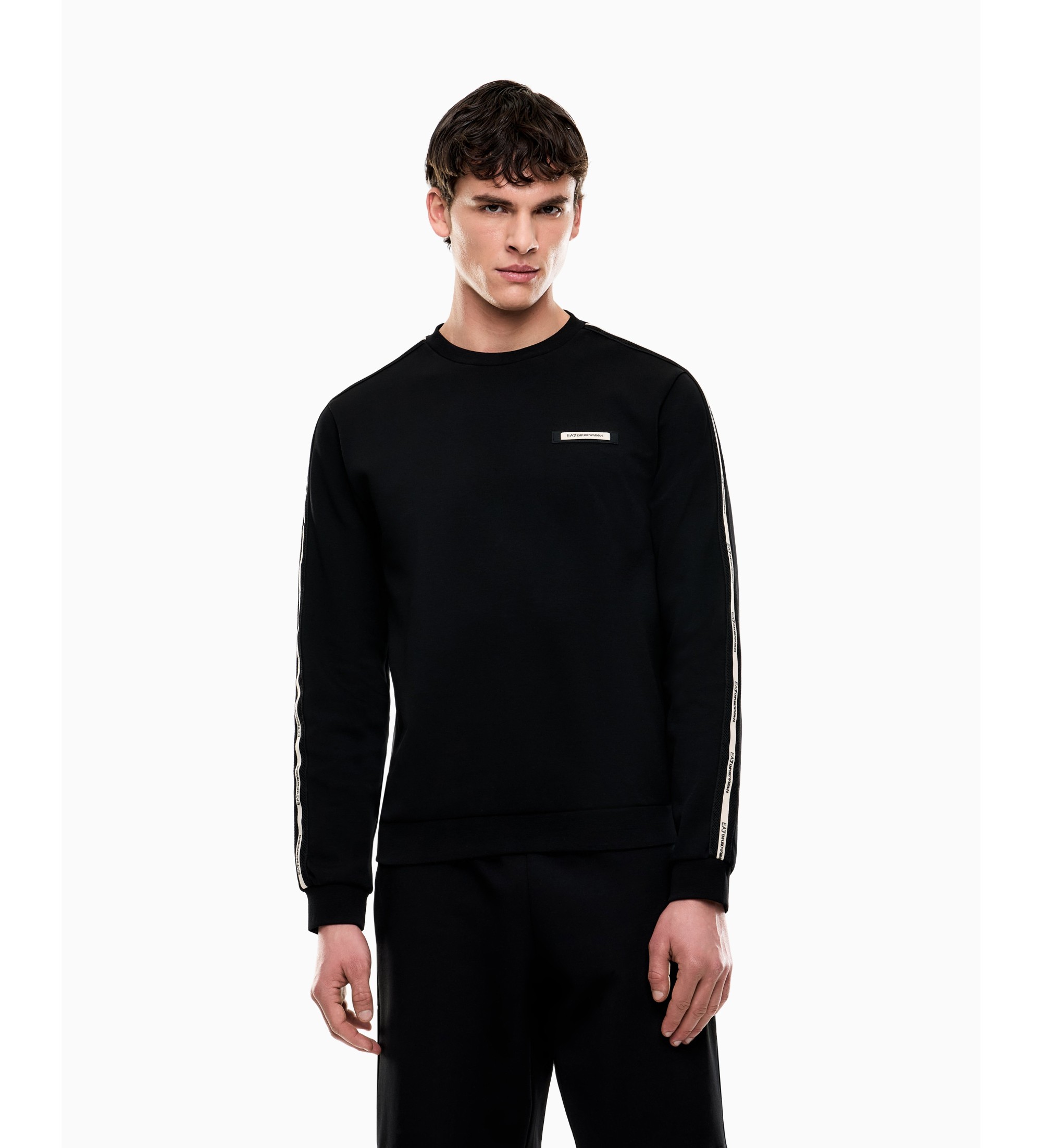 EA7 für Herren. 7M001478_AF12660 Sweatshirt Logo schwarz (L), Lässig, Sportlich, Baumwolle, Langarm