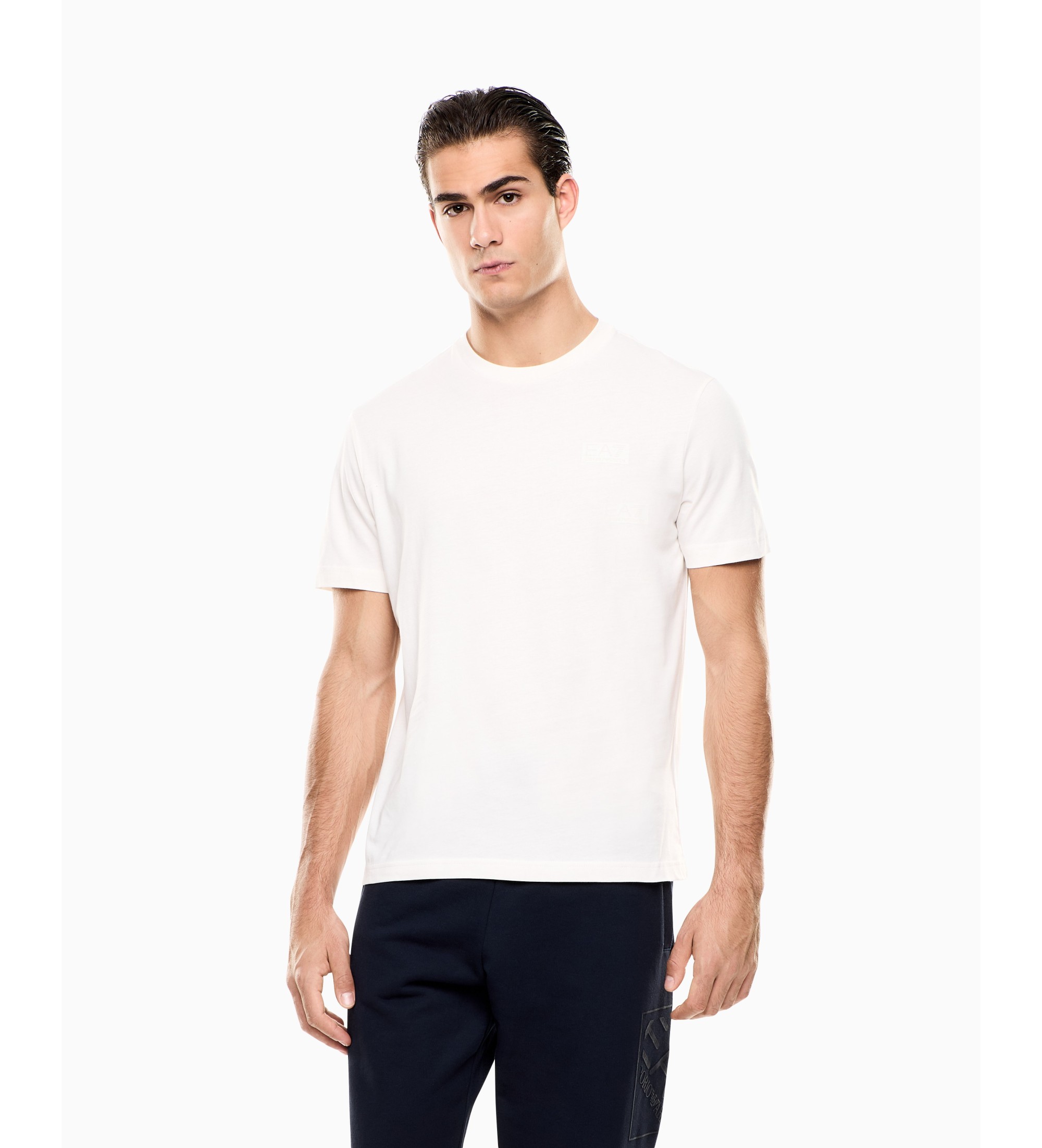 EA7 für Herren. 7M001487_AF17789 Logo-Serien-T-Shirt weiß (M), Lässig, Baumwolle, Kurzarm