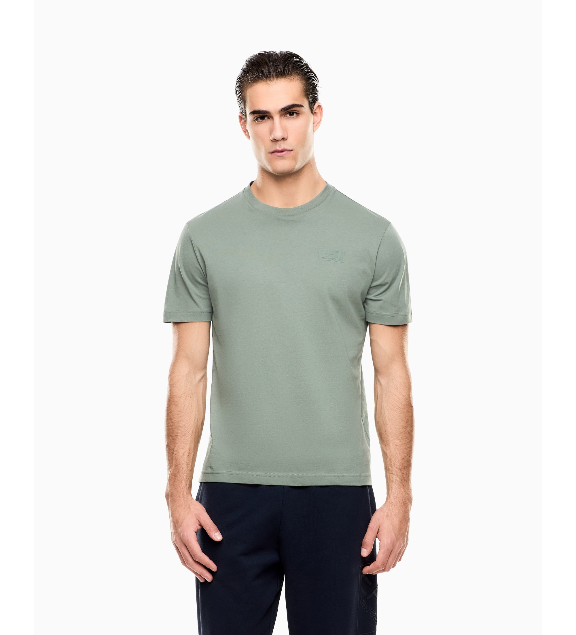 EA7 für Herren. 7M001487_AF17789 T-shirt LOGO SERIES grün (L), Lässig, Baumwolle, Kurzarm