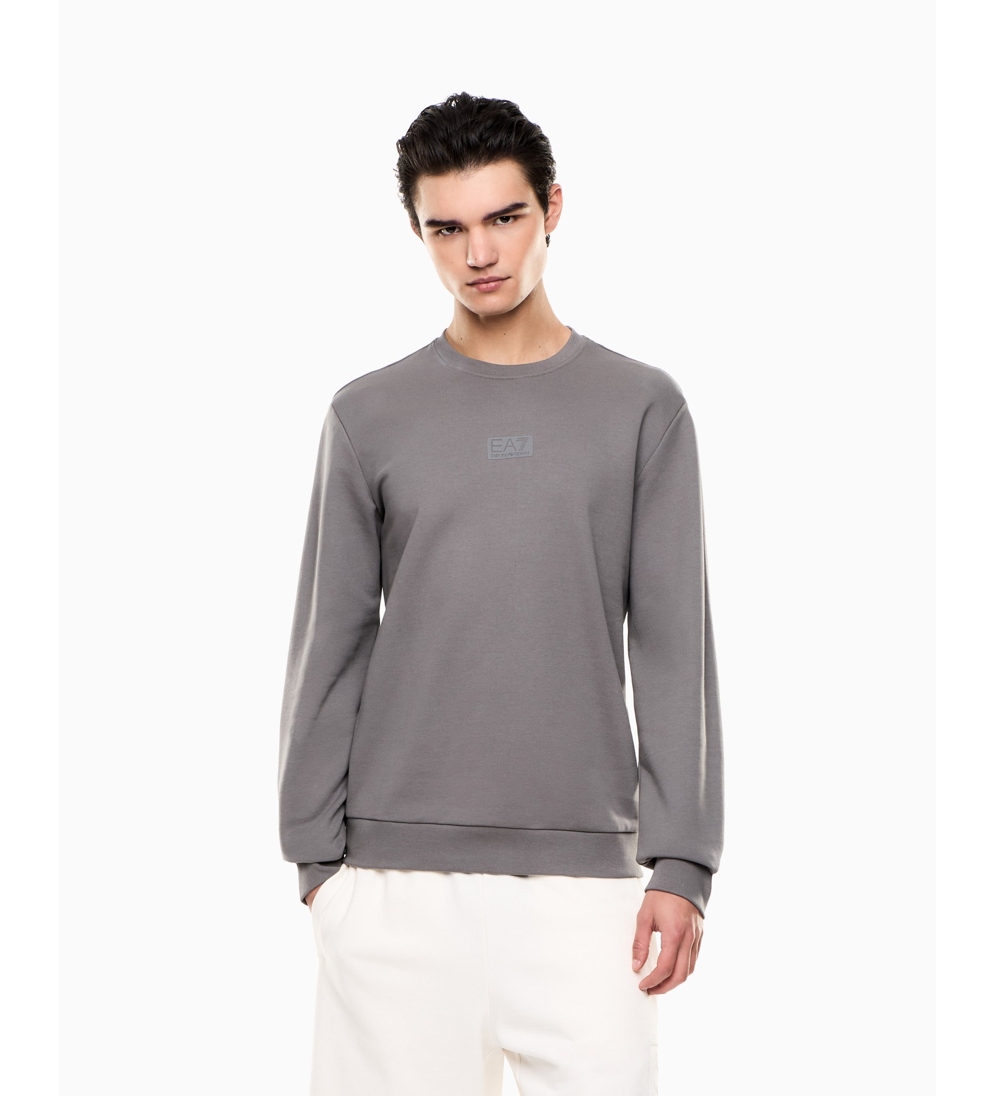 EA7 für Herren. 7M001489_AF17787 Logo Series Sweatshirt grau (S), Lässig, Sportlich, Baumwolle, Sportbekleidung, Multisport, Kurzarm