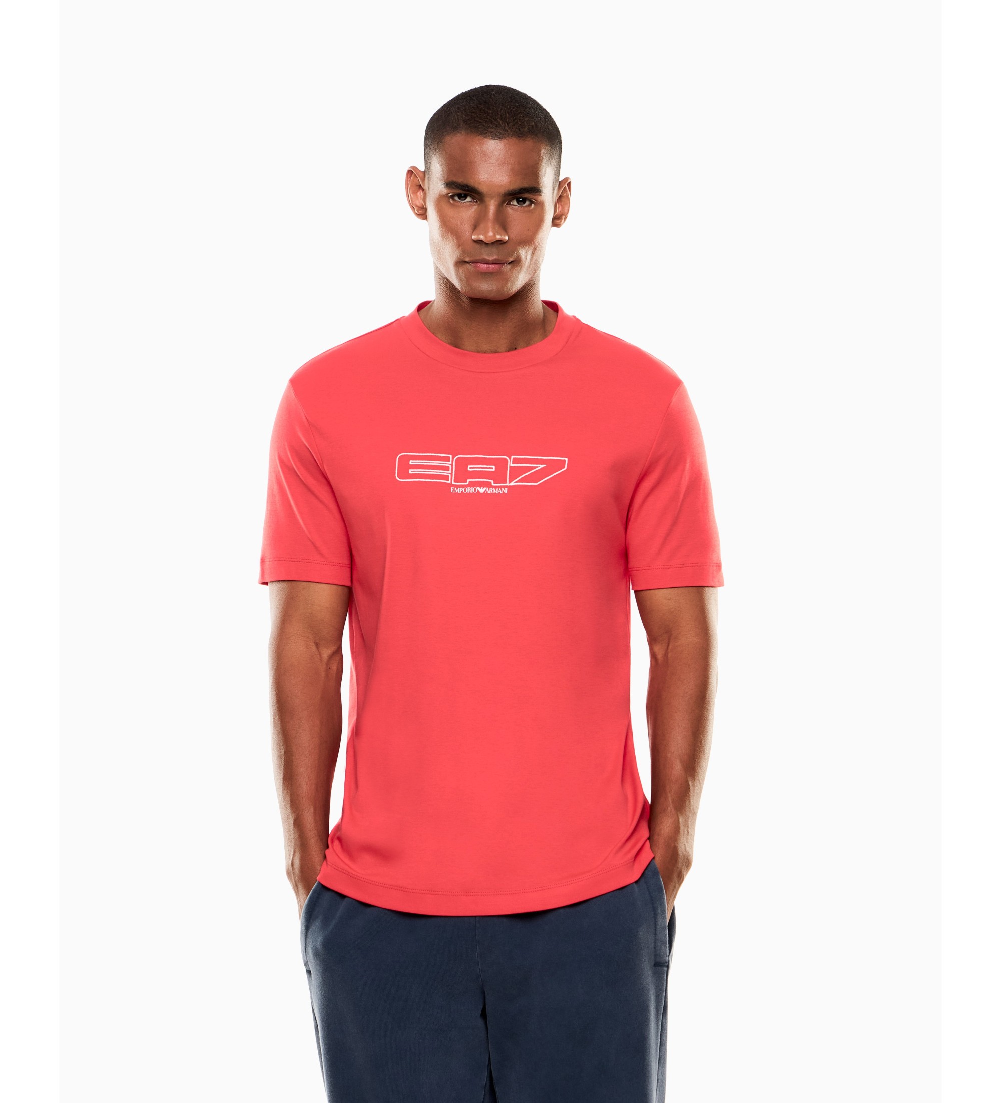 EA7 für Herren. 7M001498_AF10441 T-shirt LOGO SERIES rot (L), Lässig, Baumwolle, Kurzarm