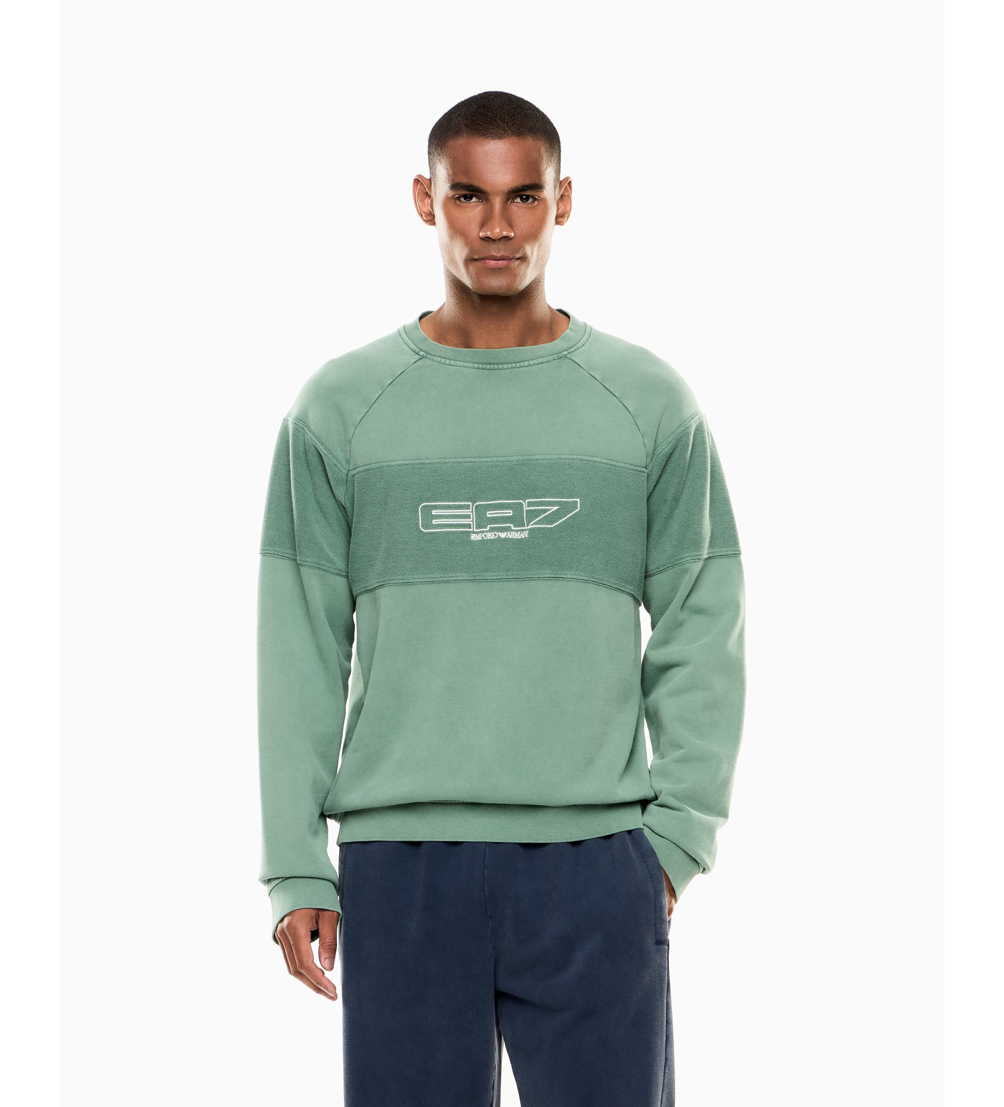 EA7 für Herren. 7M001499_AF22483 Sweatshirt Logo Serie grün (XS), Lässig, Polyester, Langarm