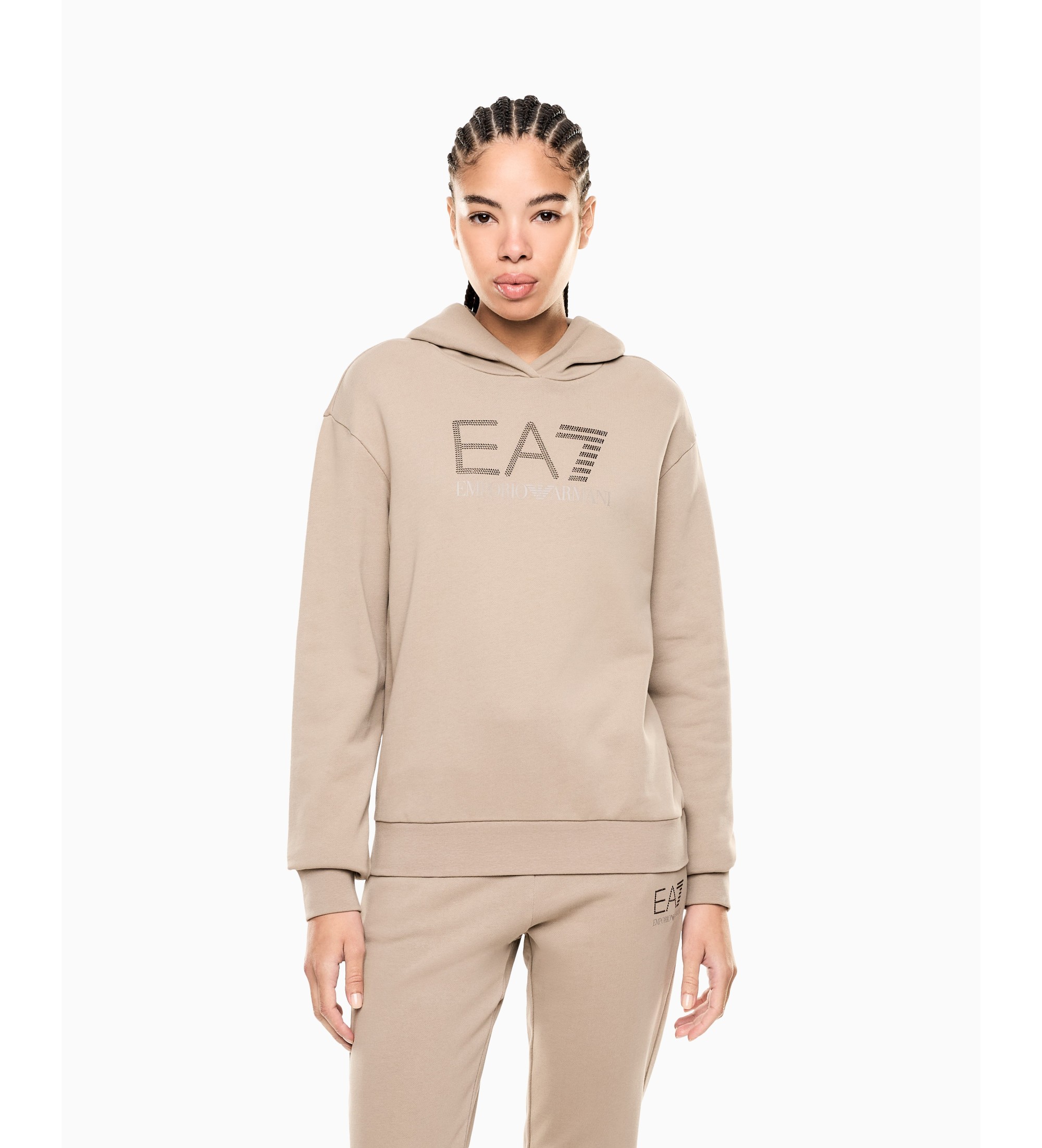 EA7 für Damen. 7W000537_AF15831 Logo Series beige Sweatshirt (L), Lässig, Baumwolle, Kurzarm
