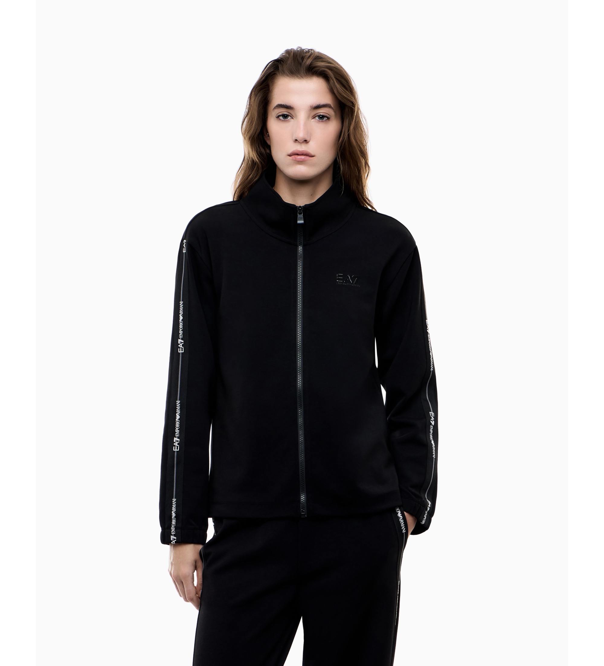 EA7 für Damen. 7W000959_AF12501 Jacke Logo Series schwarz (S), Lässig, Sportlich, Recyceltes Polyester