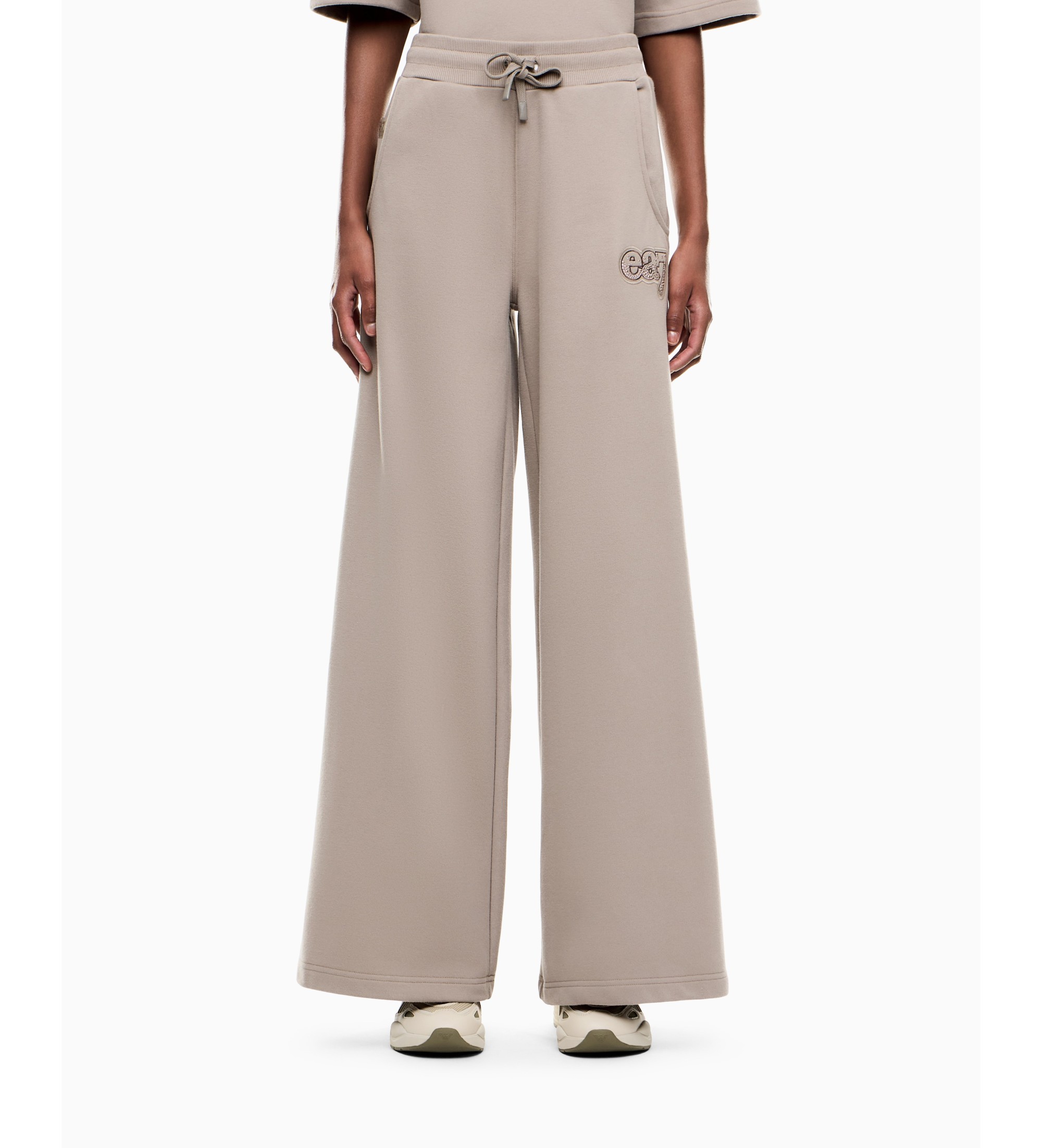 EA7 für Damen. 7W000972_AF20758 Baumwollmix-Hose Logo beige (S), Lässig, Baumwolle