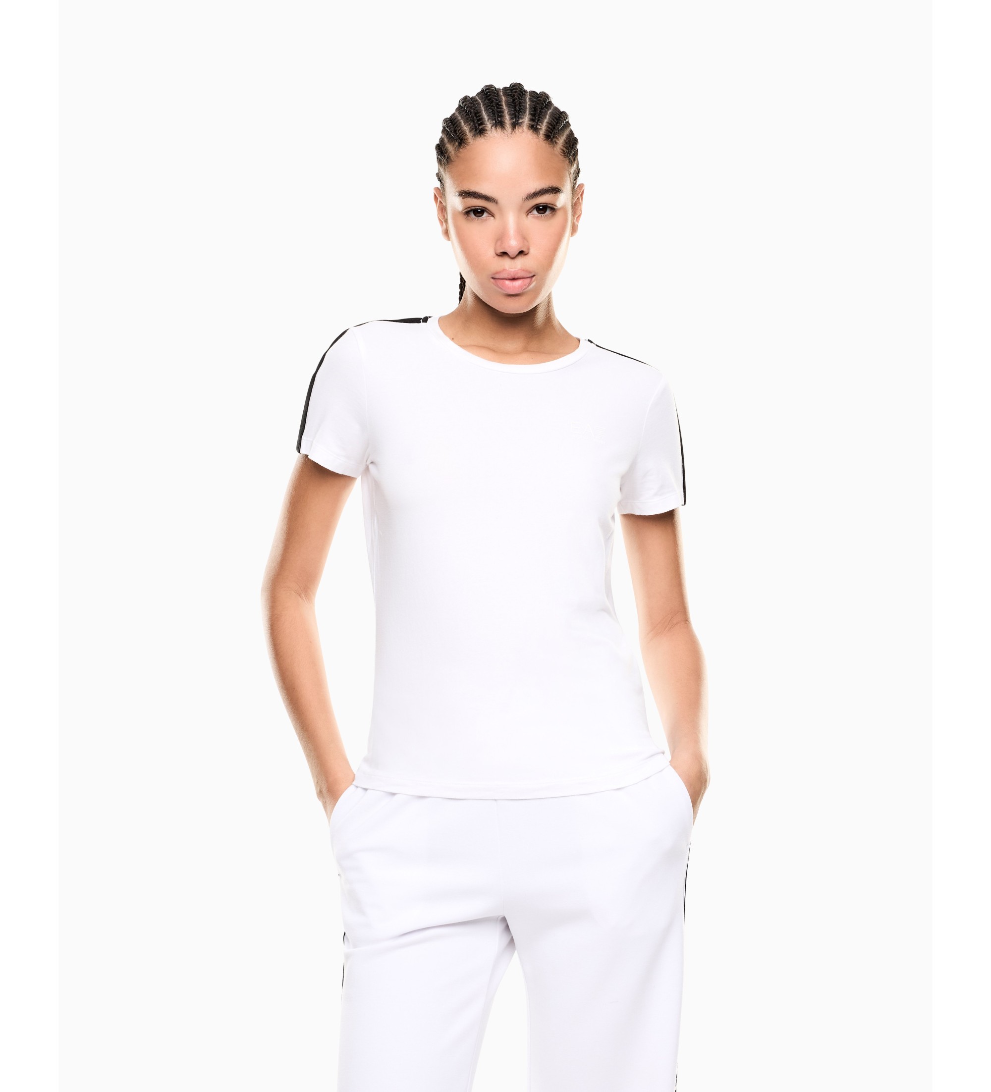 EA7 für Damen. 7W001490_AF10373 T-Shirt Logo Series weiß (S), Lässig, Baumwolle, Kurzarm