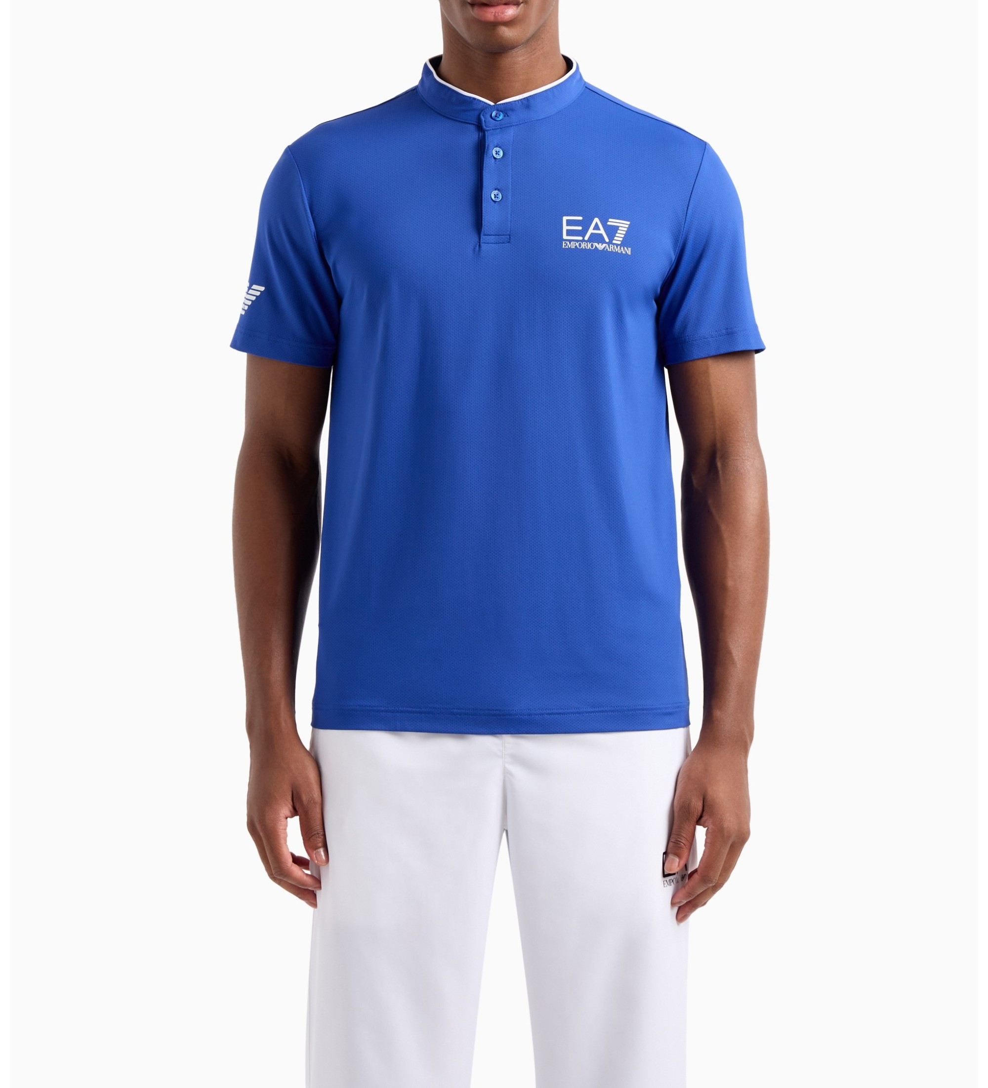 EA7 für Herren. 8NPT21_PJEMZ Polo Ventus7 M Serafino blau (L), Sportlich, Tennis/Padel, Polyamid, Kurzarm