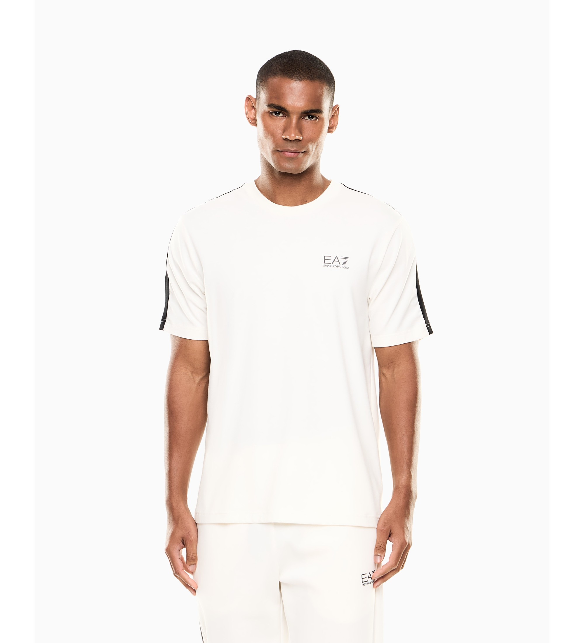 EA7 für Herren. 7M001595_AF21787 T-shirt Natural Ventus weiß (L), Lässig, Synthetisch, Polyester, Kurzarm