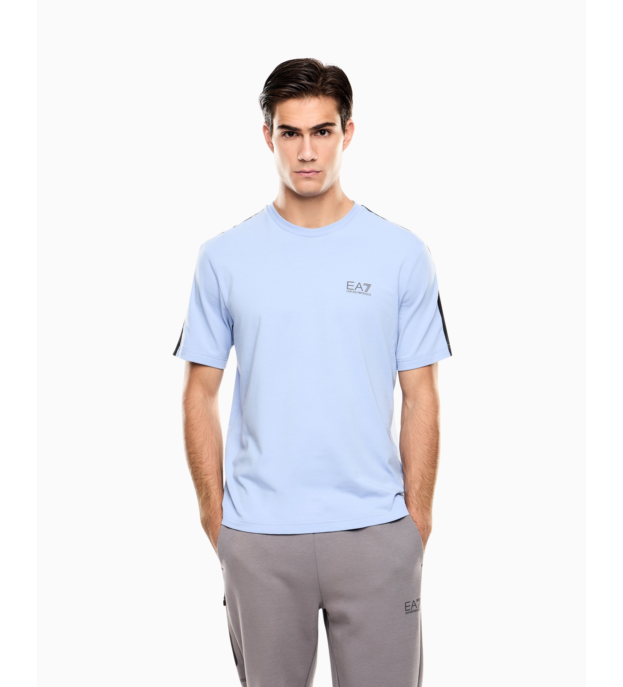 EA7 für Herren. 7M001595_AF21787 T-shirt Natural Ventus blau (L), Lässig, Baumwolle, Kurzarm