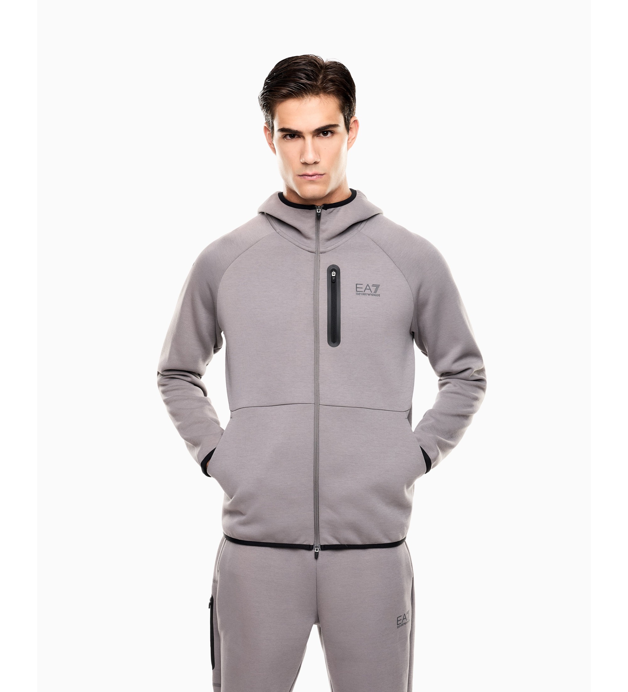 EA7 für Herren. 7M001598_AF20845 Graues Natursweatshirt Ventus (S), Lässig, Baumwolle, Langarm
