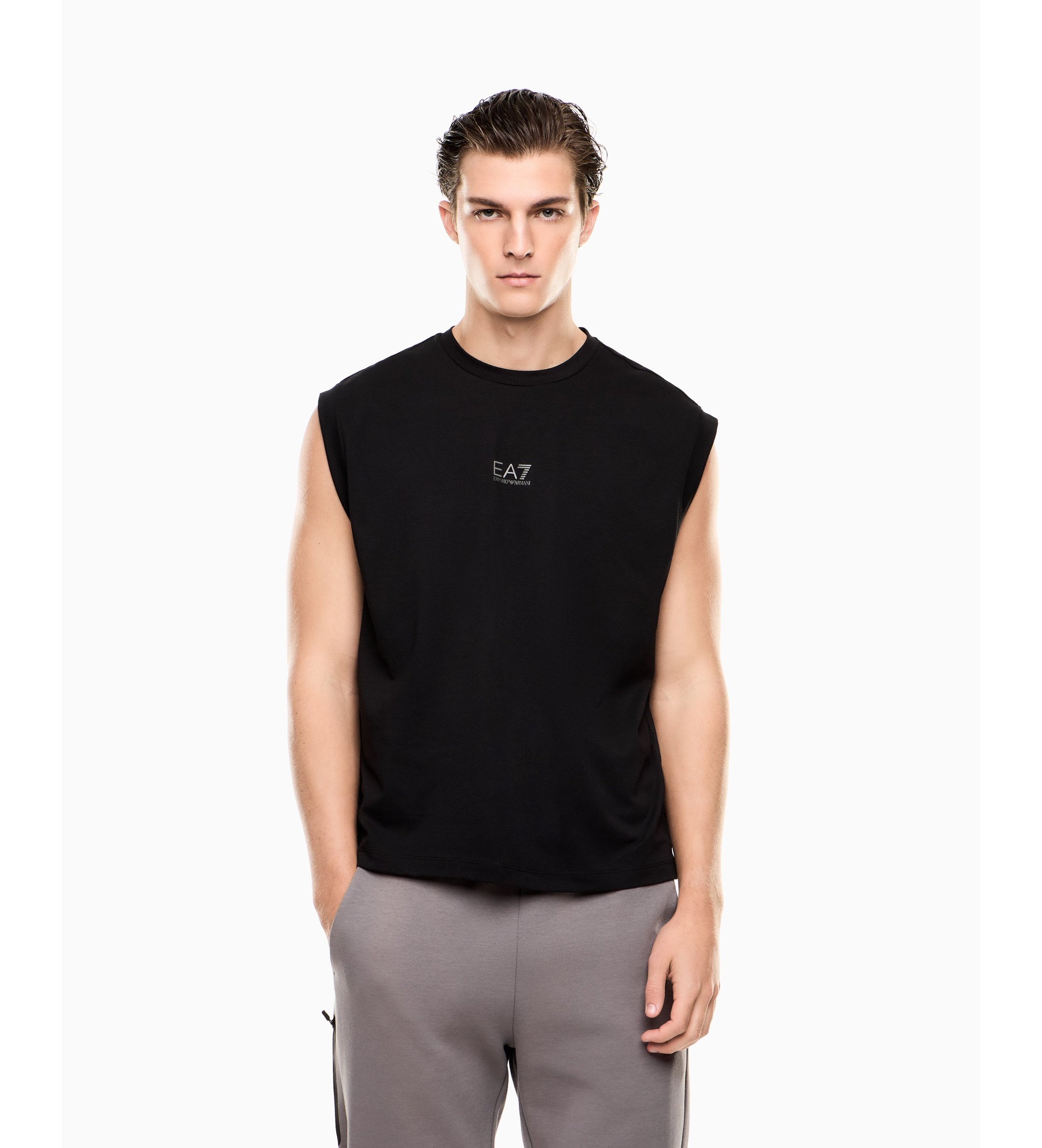 EA7 für Herren. 7M001622_AF21787 T-shirt Natural Ventus schwarz (S), Lässig, Polyester, Ärmellos / Hosenträger