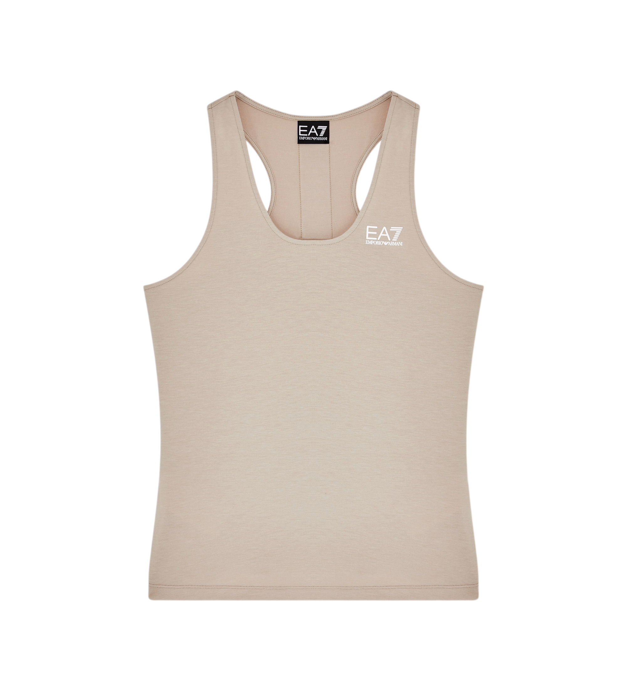 EA7 für Damen. 7W001147_AF12945 Braunes technisches Gewebe T-Shirt Natural Ventus7 (S), Sportlich, Ärmellos / Hosenträger, Recyceltes Polyes