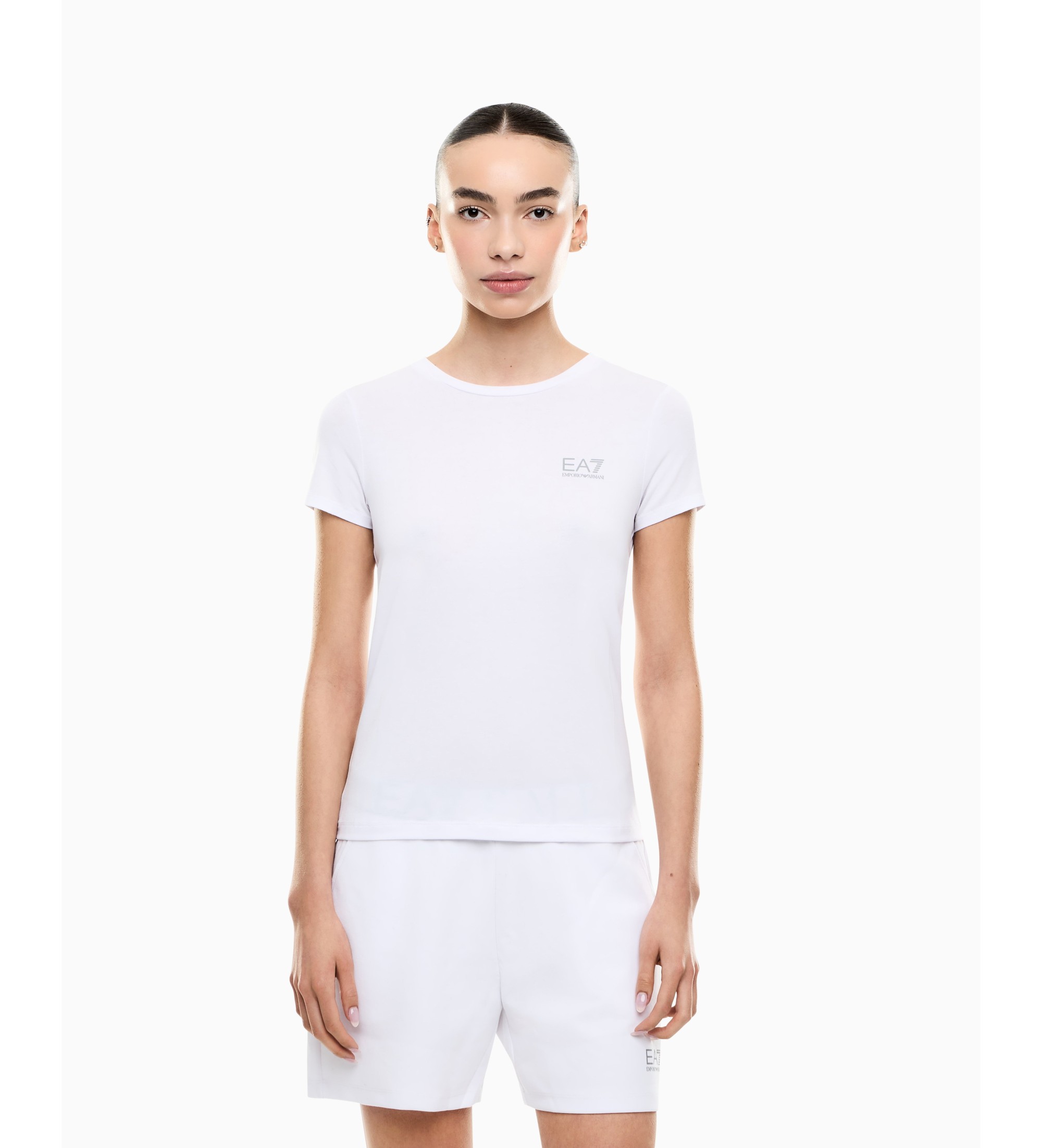 EA7 für Damen. 7W001149_AF12945 T-Shirt Natural Ventus weiß (S), Lässig, Polyester, Kurzarm