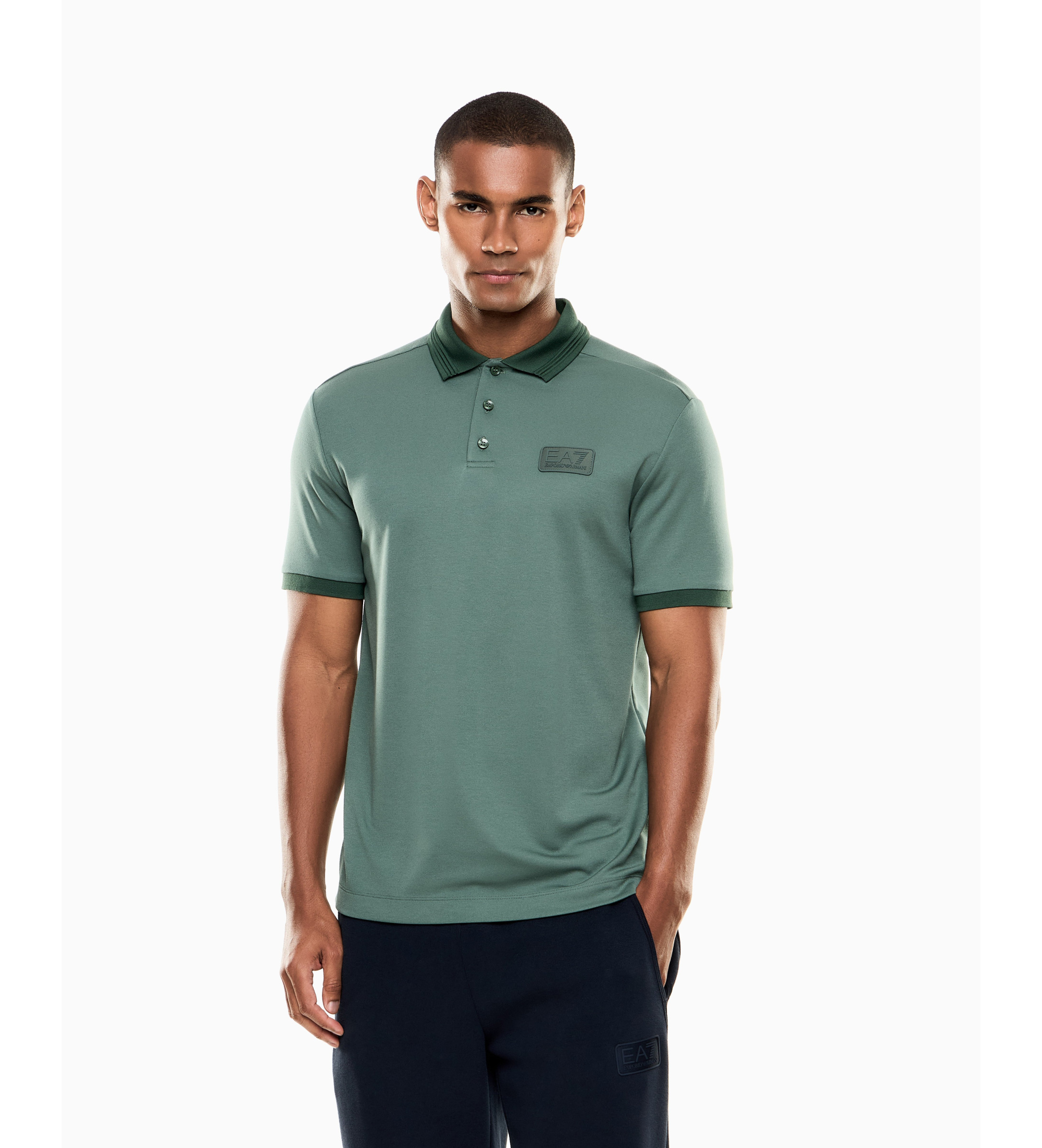 EA7 für Herren. 7M001359_AF13862 Lux Identity grünes Poloshirt (XL), Lässig, Baumwolle, Kurzarm
