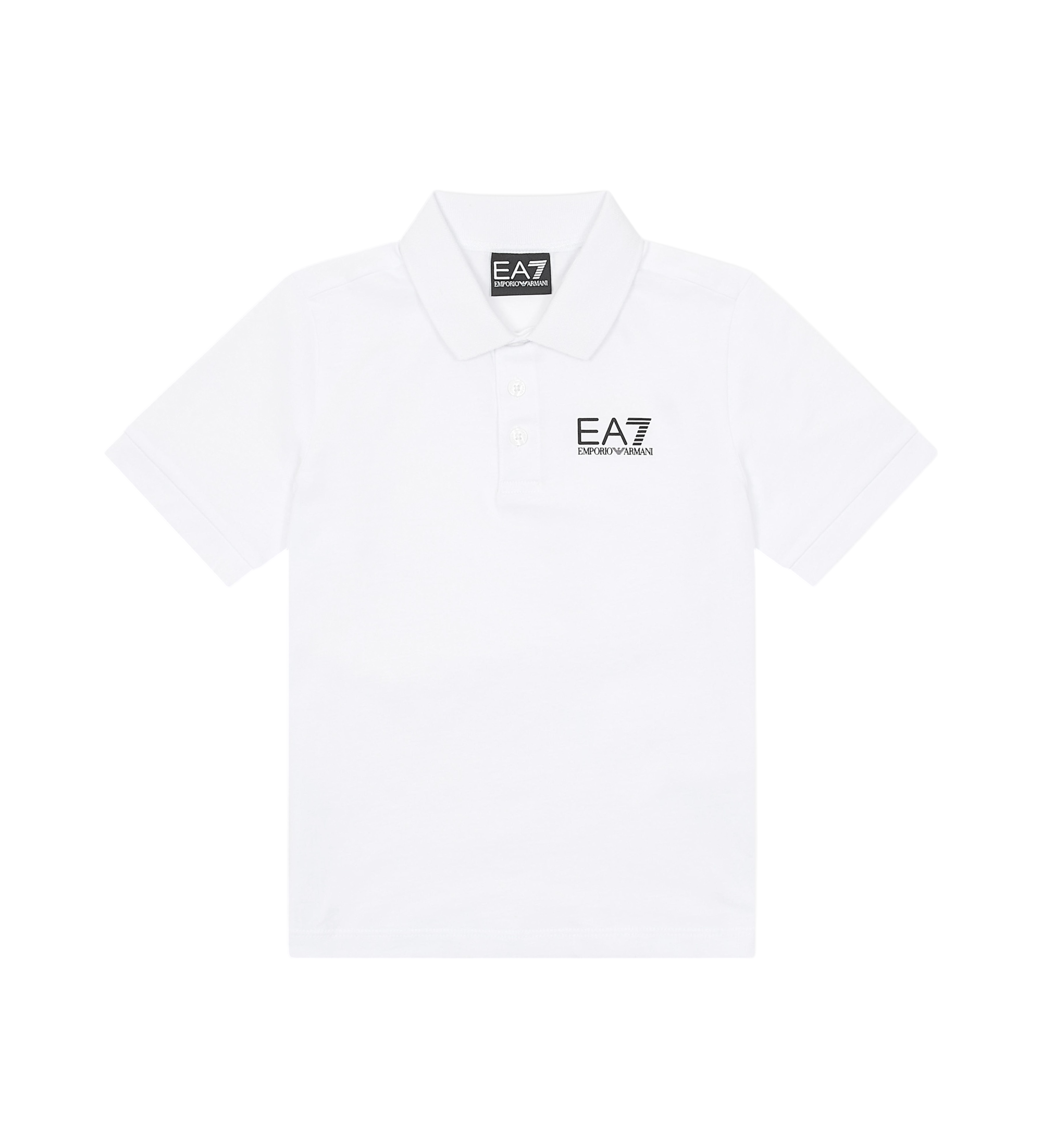 EA7 für Jungen. 7B000022_AF10378 Kurzarm-Poloshirt aus frischem weißem Baumwoll-Jersey (14Años= 146/166cm), Lässig, Baumwolle, Kinderbekleid