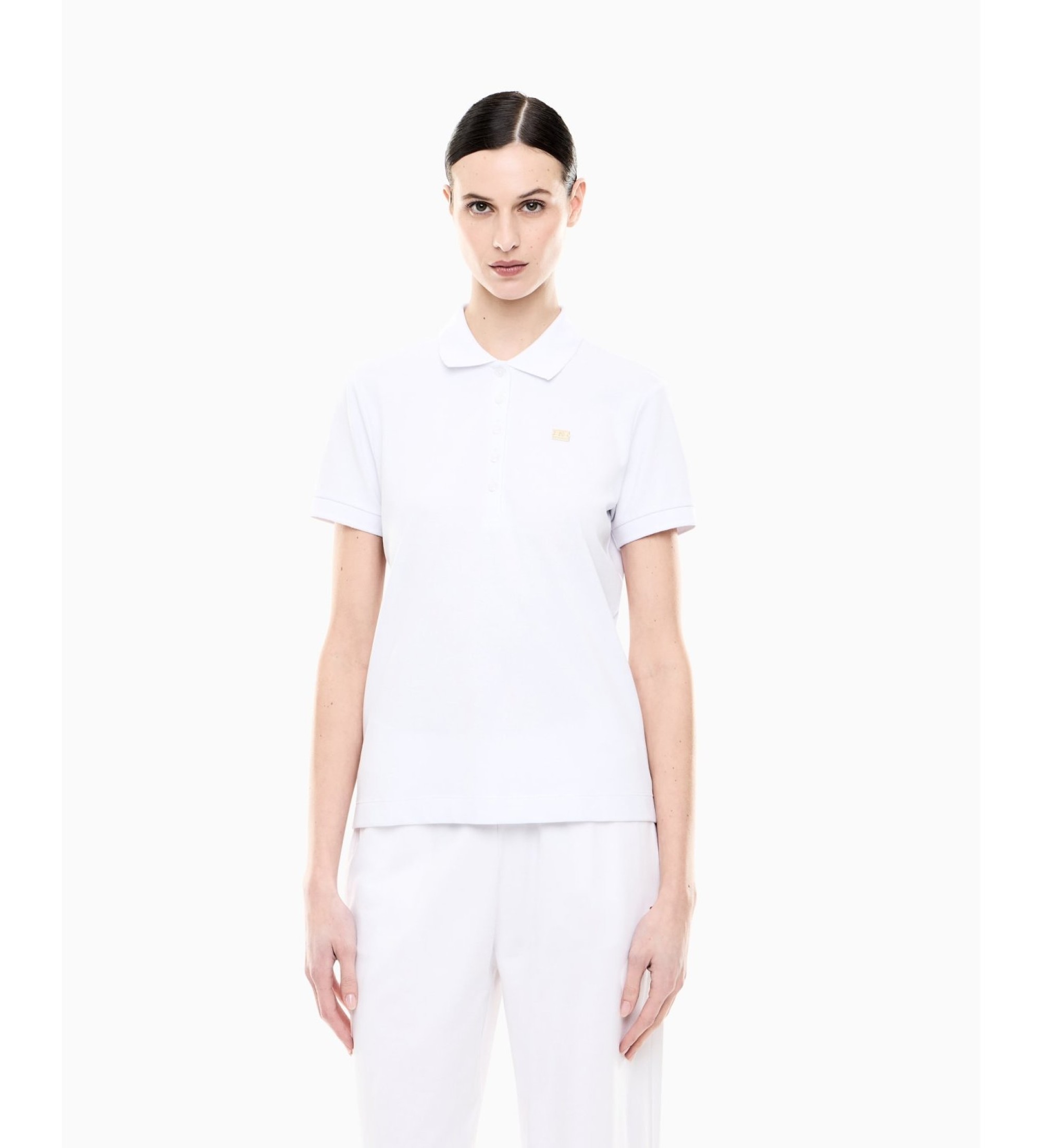 EA7 für Damen. 7W000030_AF12450 Polo Micro weiß (XXS), Lässig, Baumwolle, Kurzarm