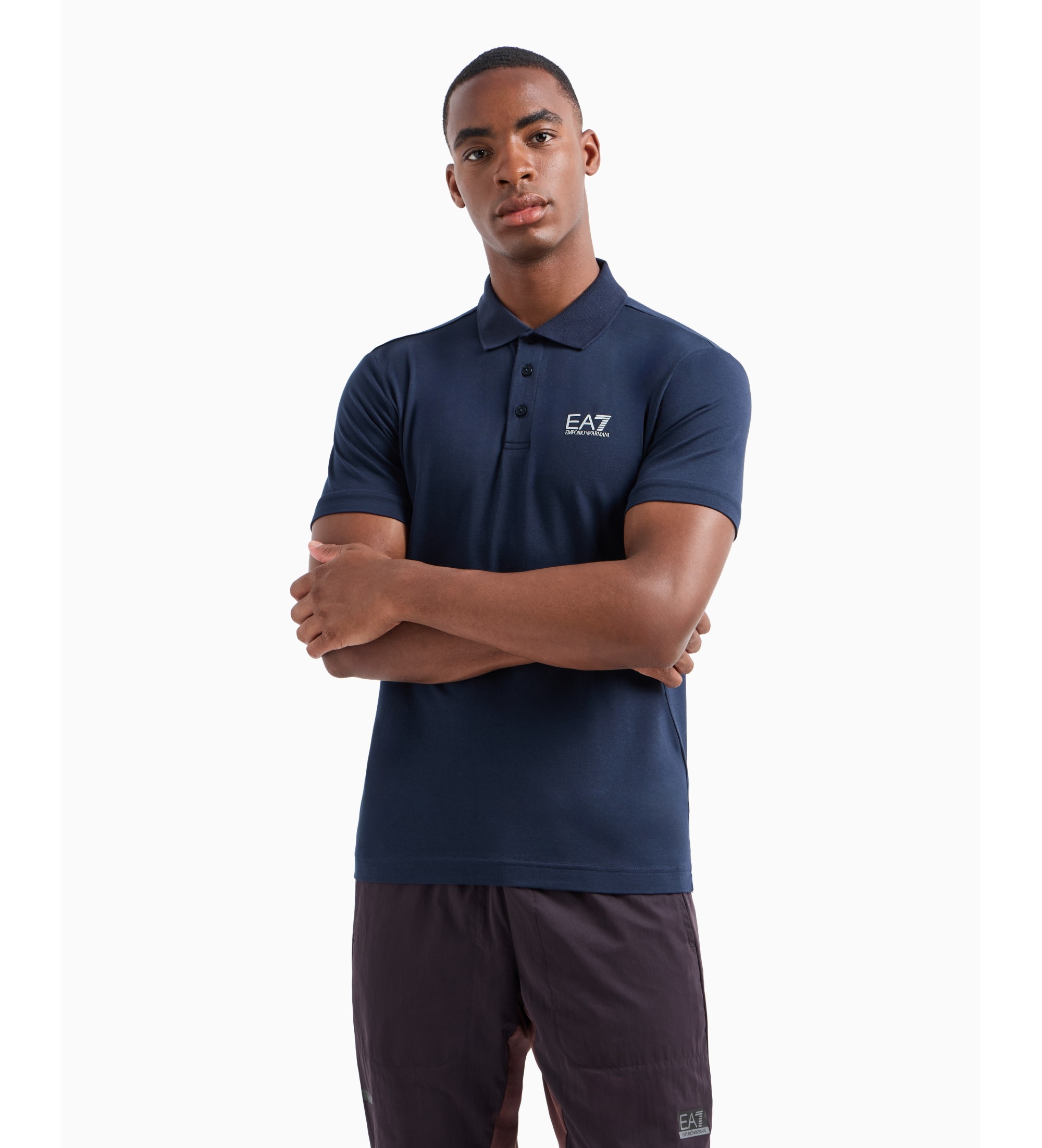 EA7 für Herren. 8NPF14_PJVQZ Core-Identity-Poloshirt aus Stretch-Baumwolle in navy (M), Lässig, Kurzarm, Marine
