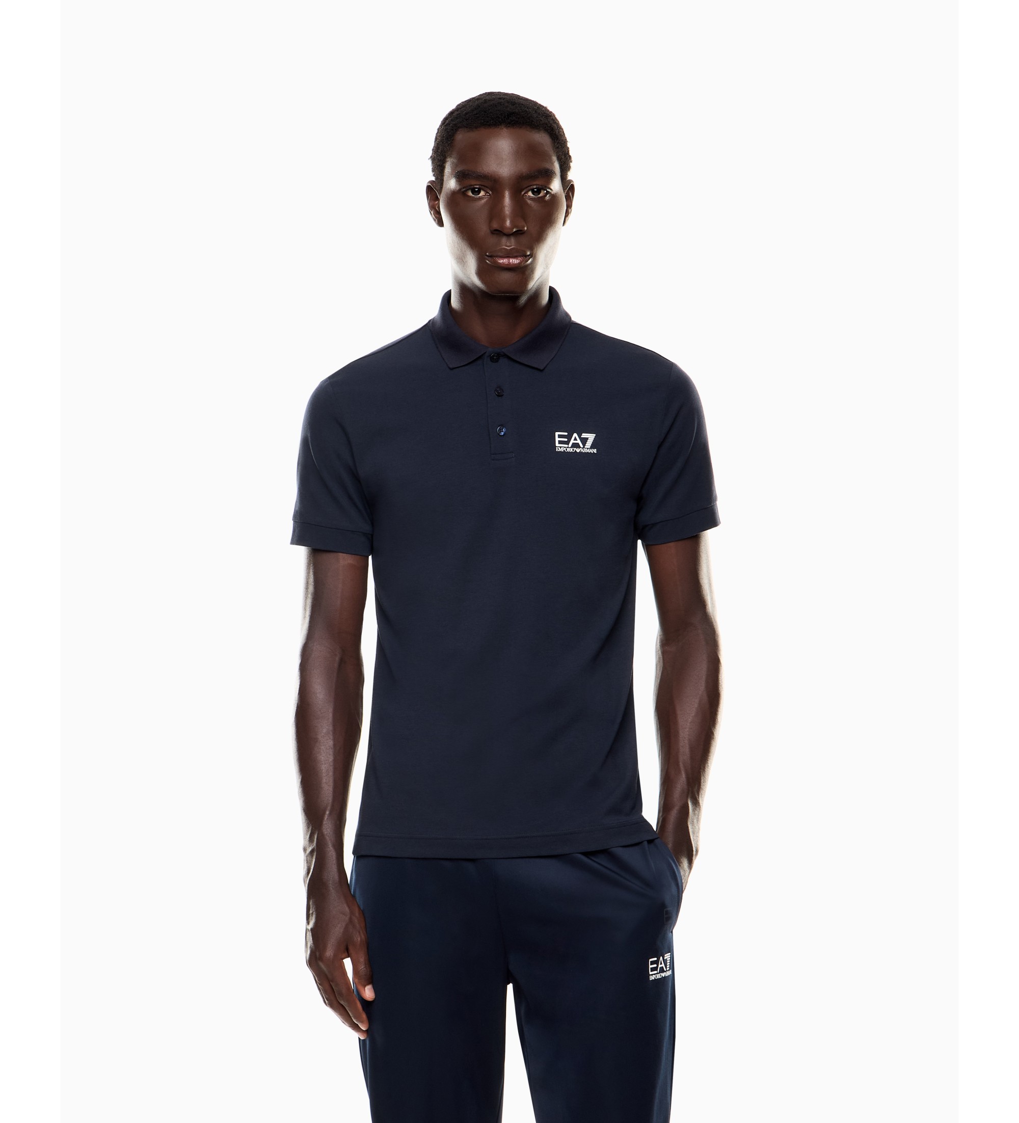 EA7 für Herren. 8NPF14_PJVQZ Poloshirt PJVQZ navy (M), Weiß, Lässig, Baumwolle, Kurzarm