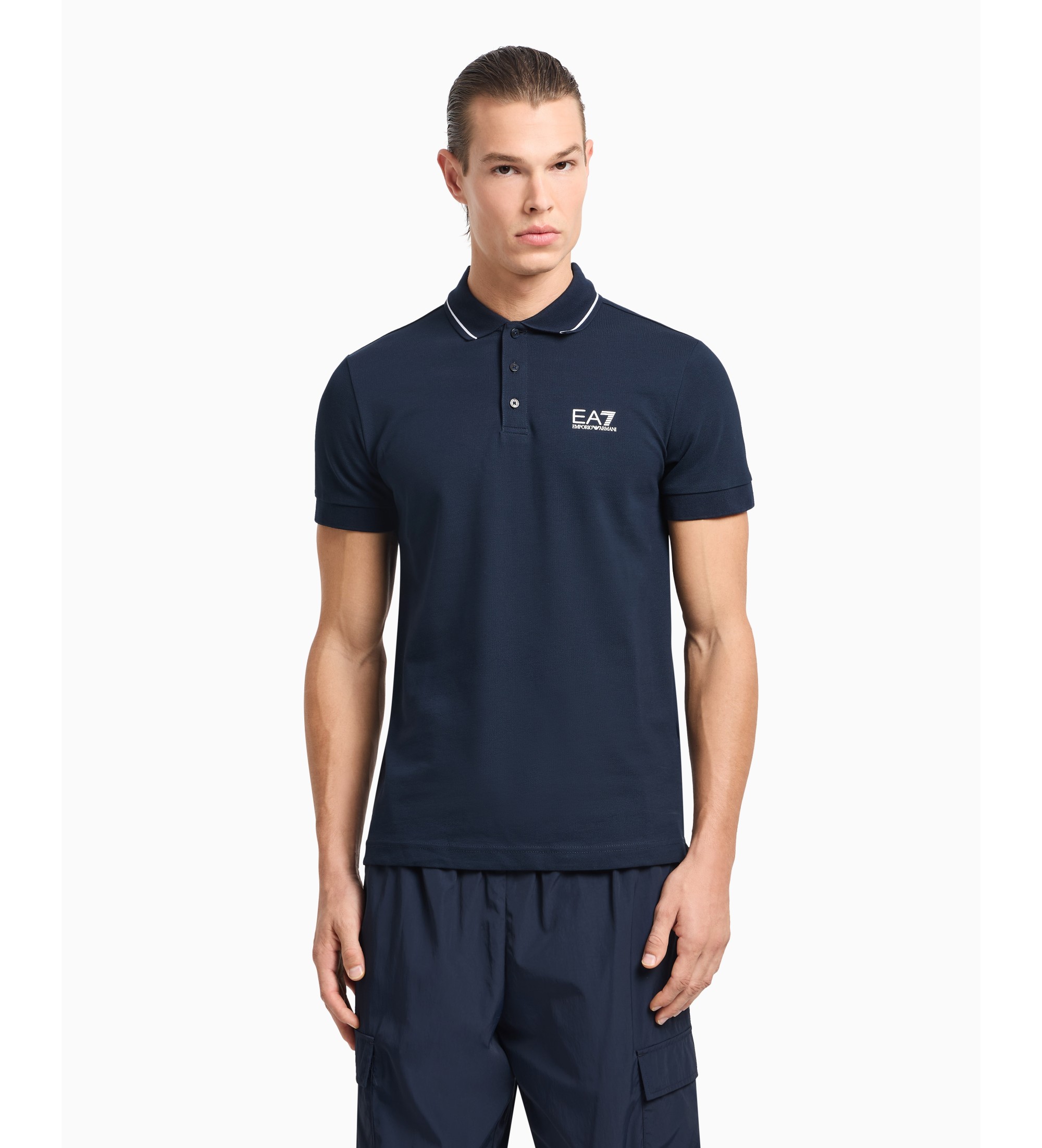 EA7 für Herren. 8NPF16_PJVUZ Core Identity Poloshirt navy (S), Lässig, Sportlich, Baumwolle, Multisport, Kurzarm, Marine