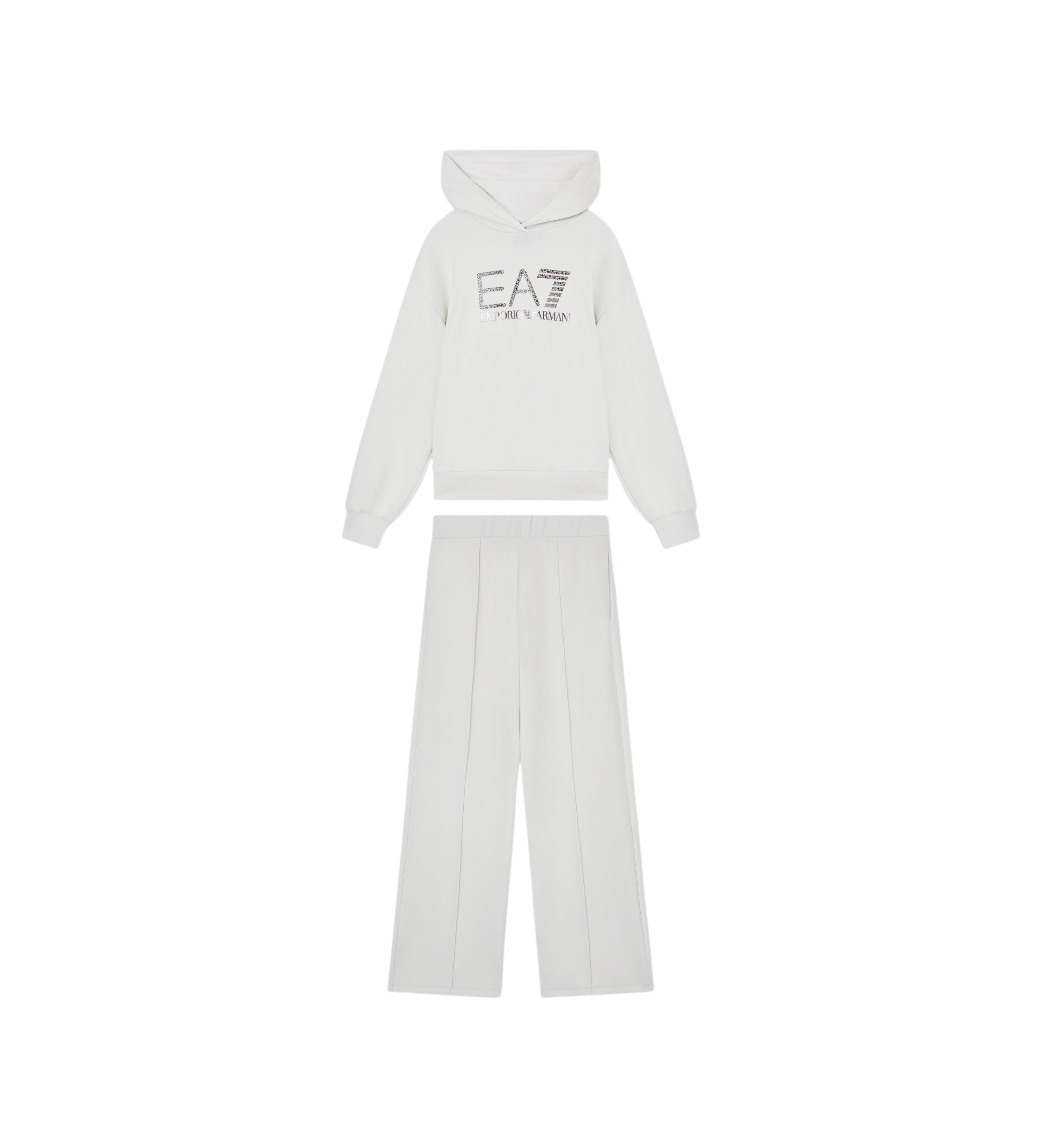 EA7 für Mädchen. 7G000202_AF24375 Precious Sweatshirt und Hose Set weiß (8Años= 130cm), Lässig, Sportlich, Polyester, Langarm, Kinderbekleid