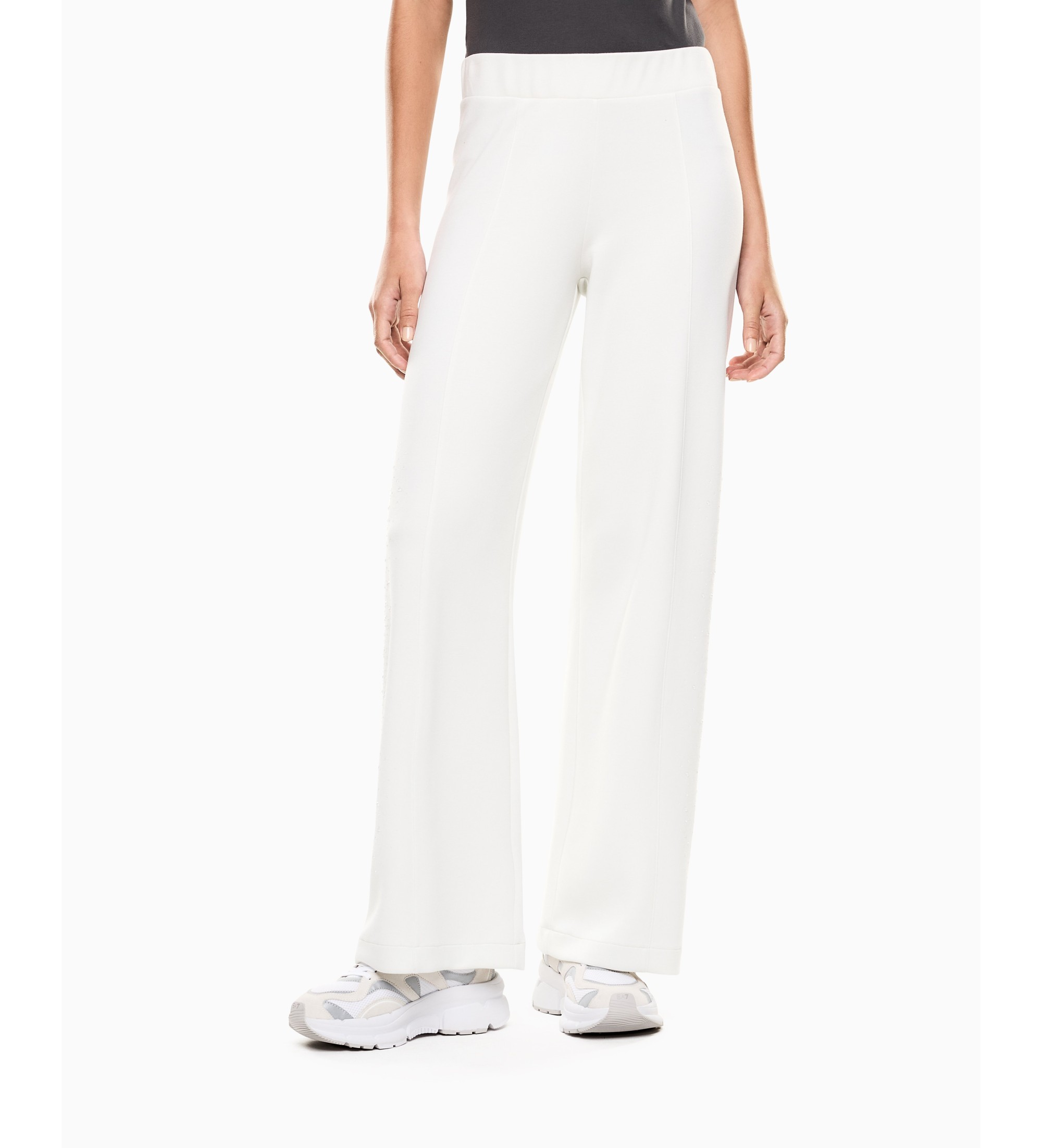 EA7 für Damen. 7W001017_AF24375 Elastische Strickhose Precious weiß (S), Lässig, Polyester