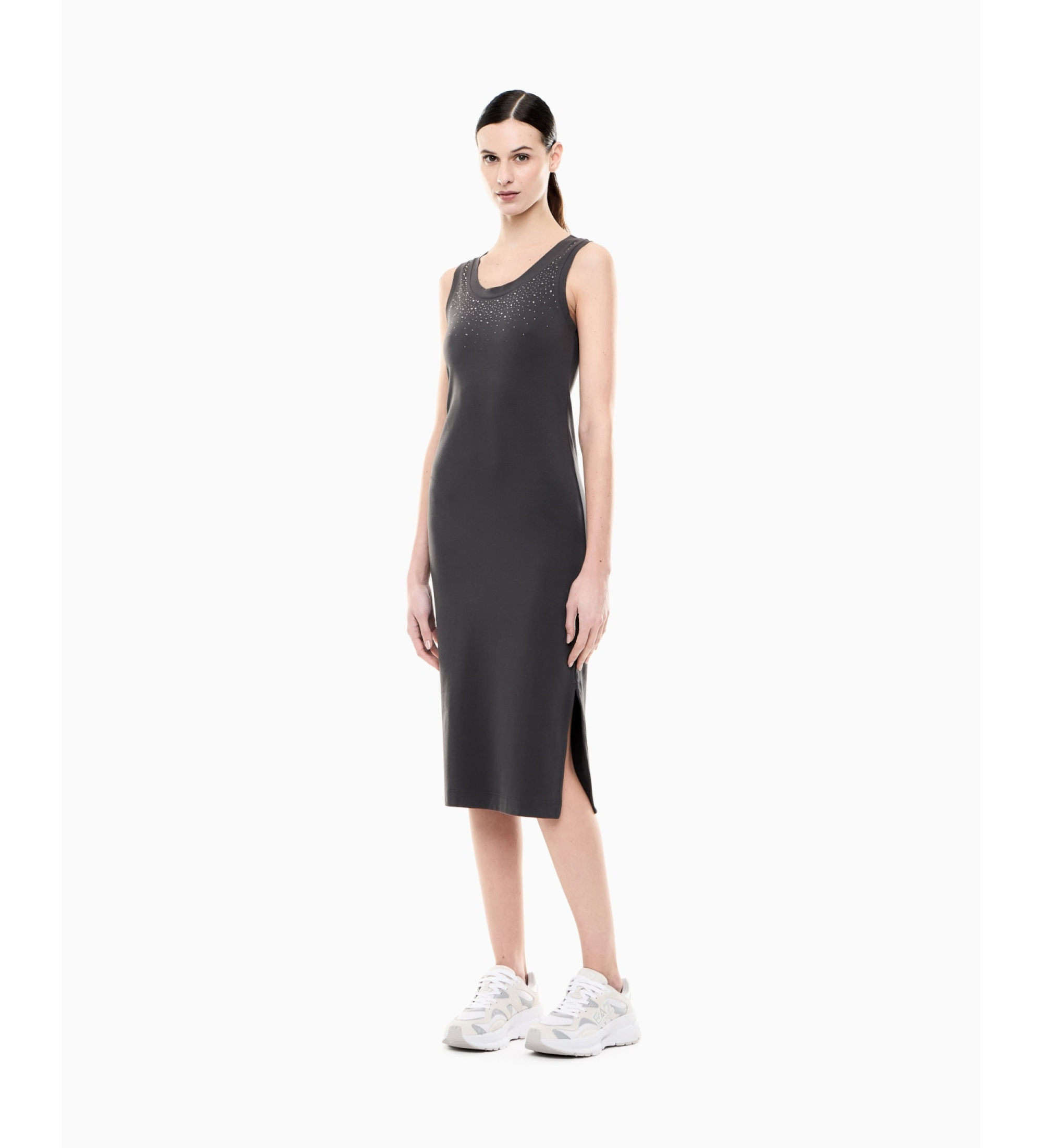 EA7 für Damen. 7W001075_AF14883 Kleid Precious grau (M), Lässig, Baumwolle, Ärmellos / Hosenträger