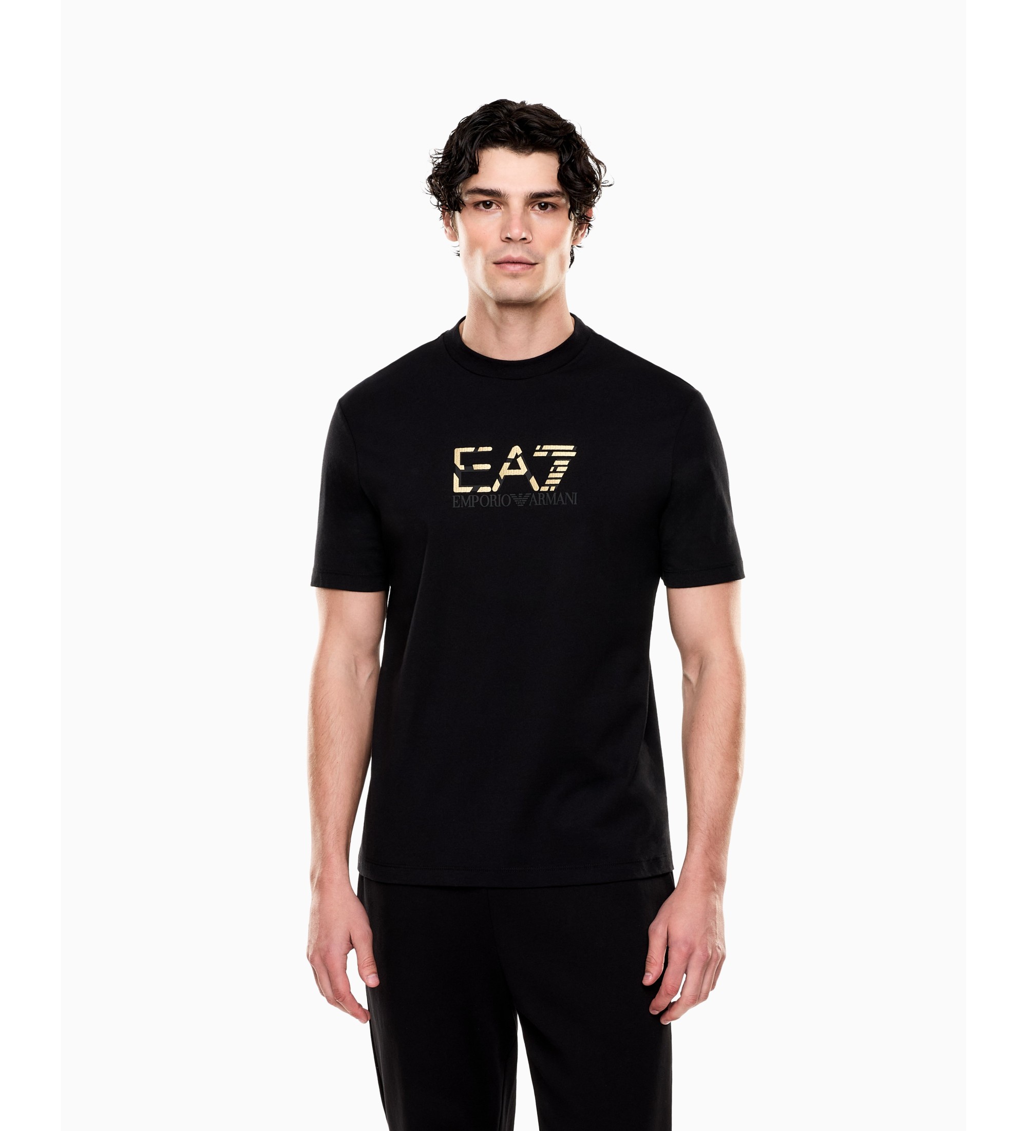 EA7 für Herren. 7M001562_AF17789 Premium Label T-shirt schwarz (S), Lässig, Baumwolle, Kurzarm