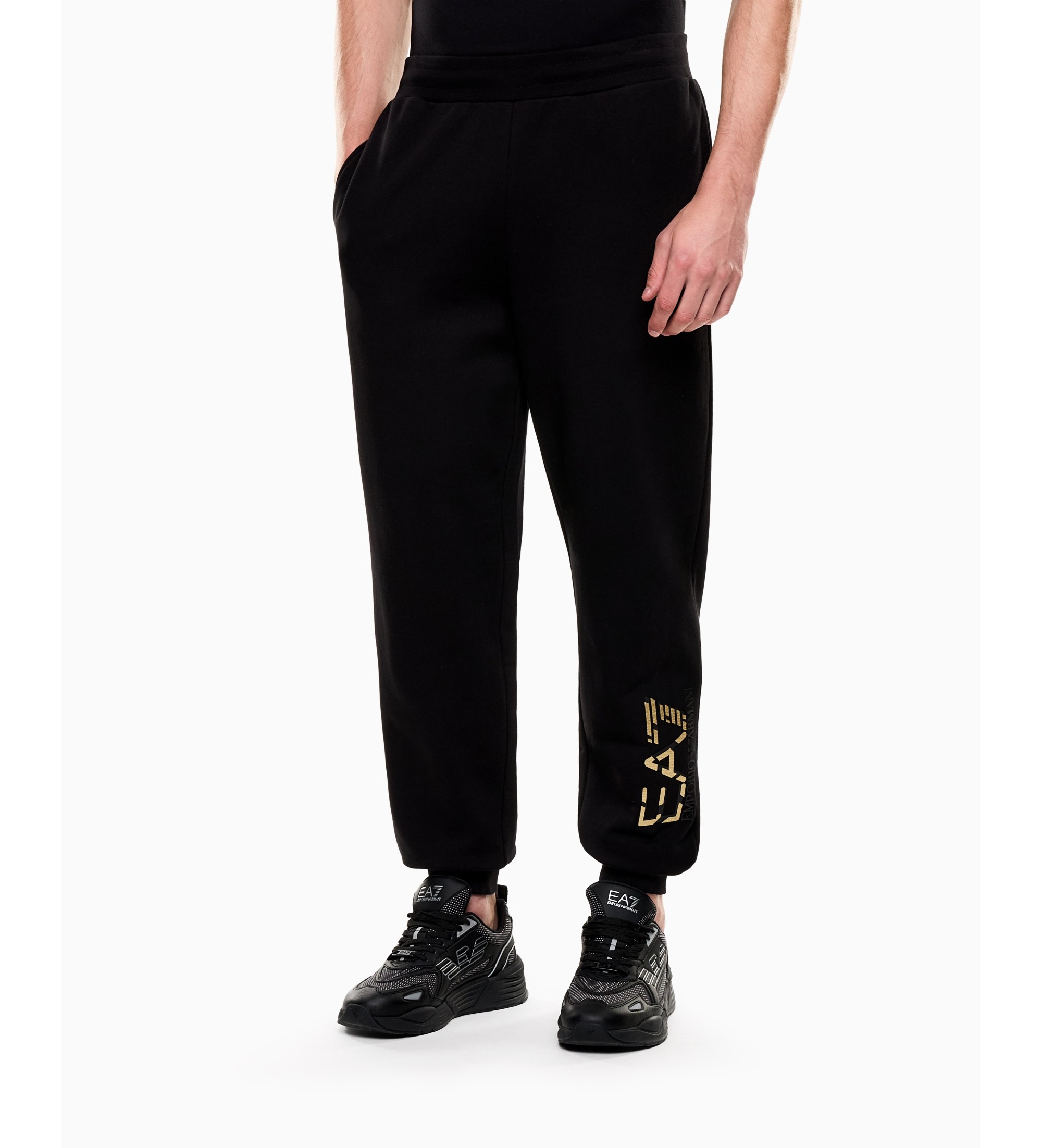 EA7 für Herren. 7M001565_AF17787 Premium Label-Hose Schwarz (M), Lässig, Sportlich, Baumwolle, Sportbekleidung, Multisport